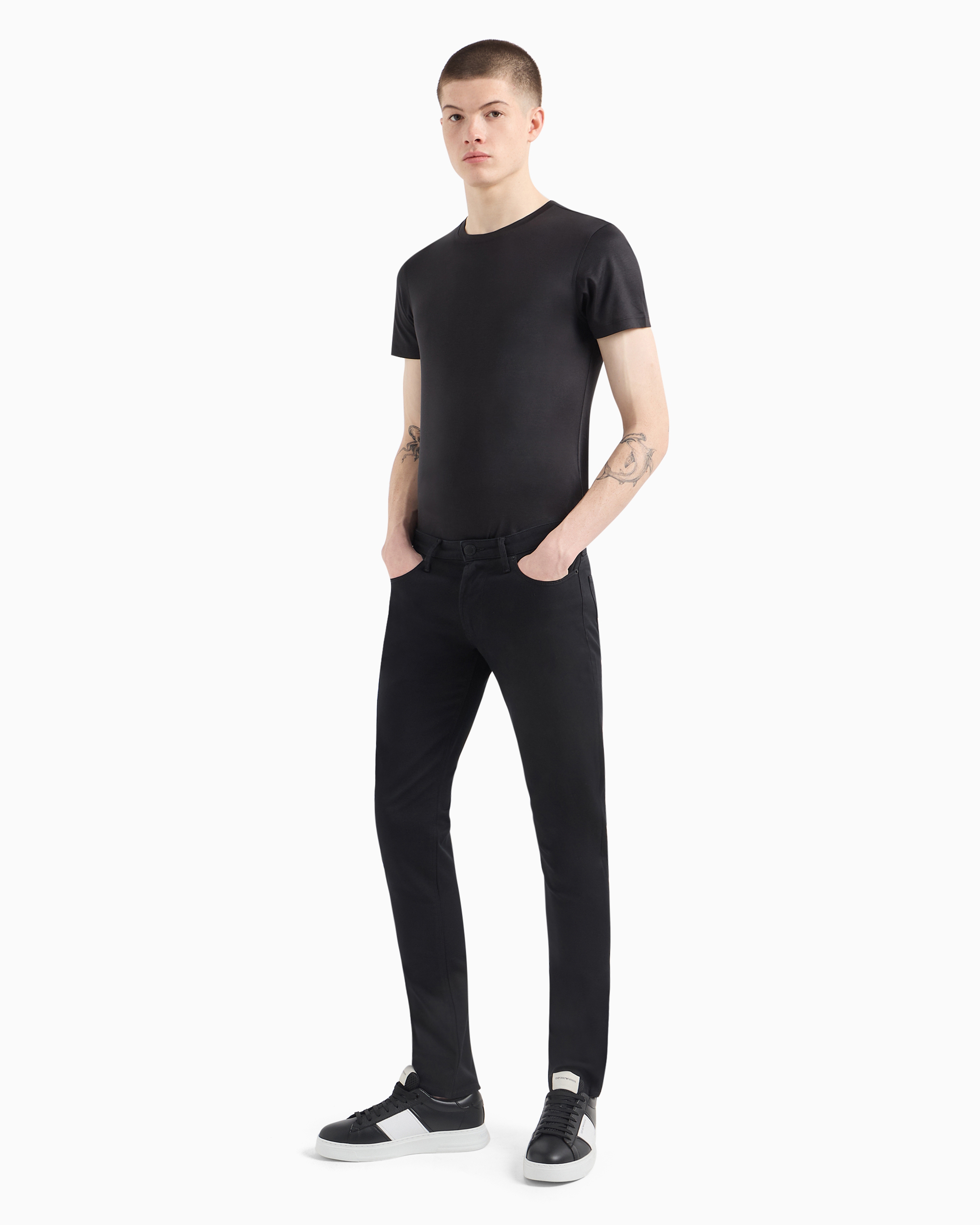 Emporio Armani J06 Slim-fit Stretch Twill Jeans In Black