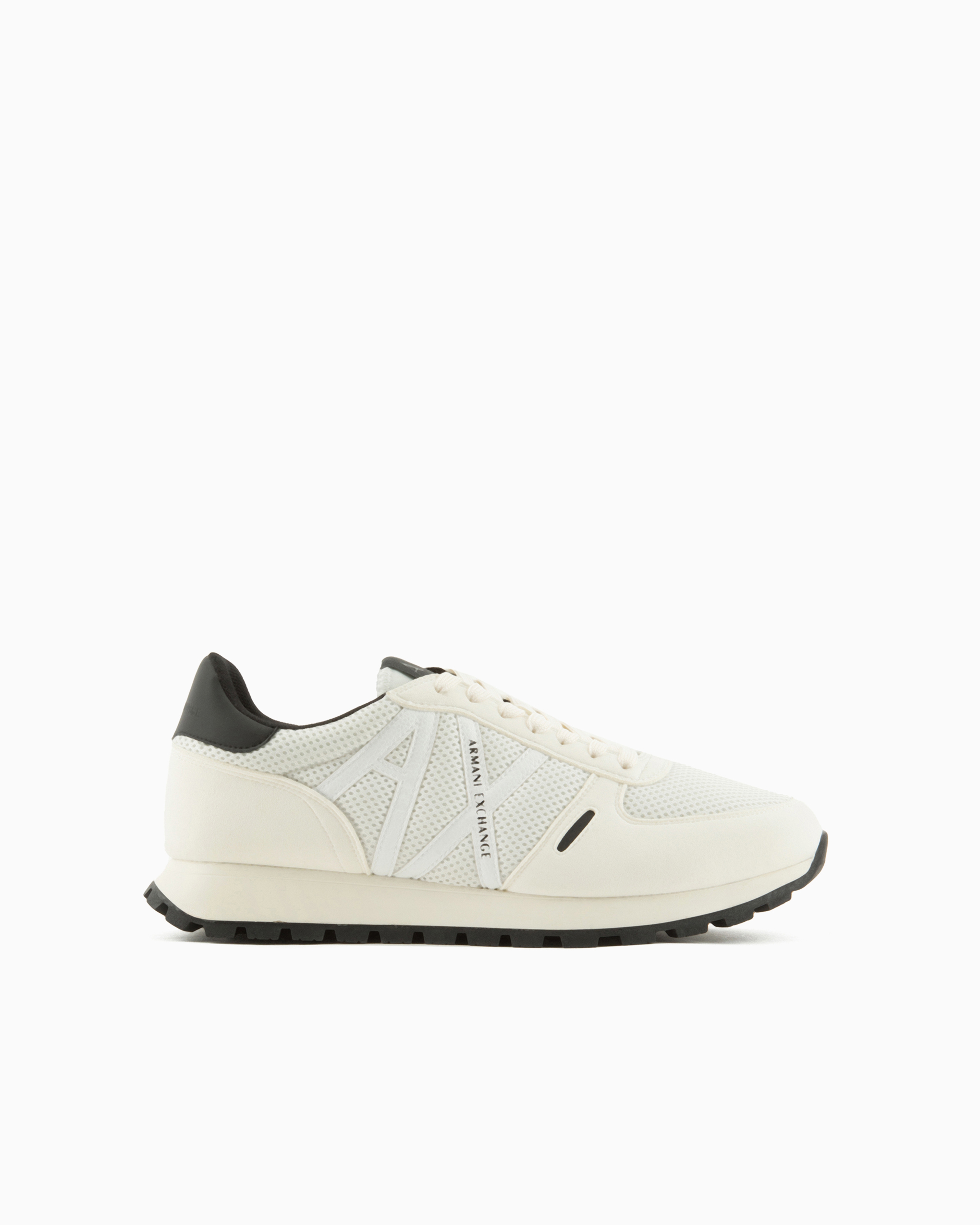 Shop Armani Exchange Sneakers With Mesh And Eco-suede Inserts In White