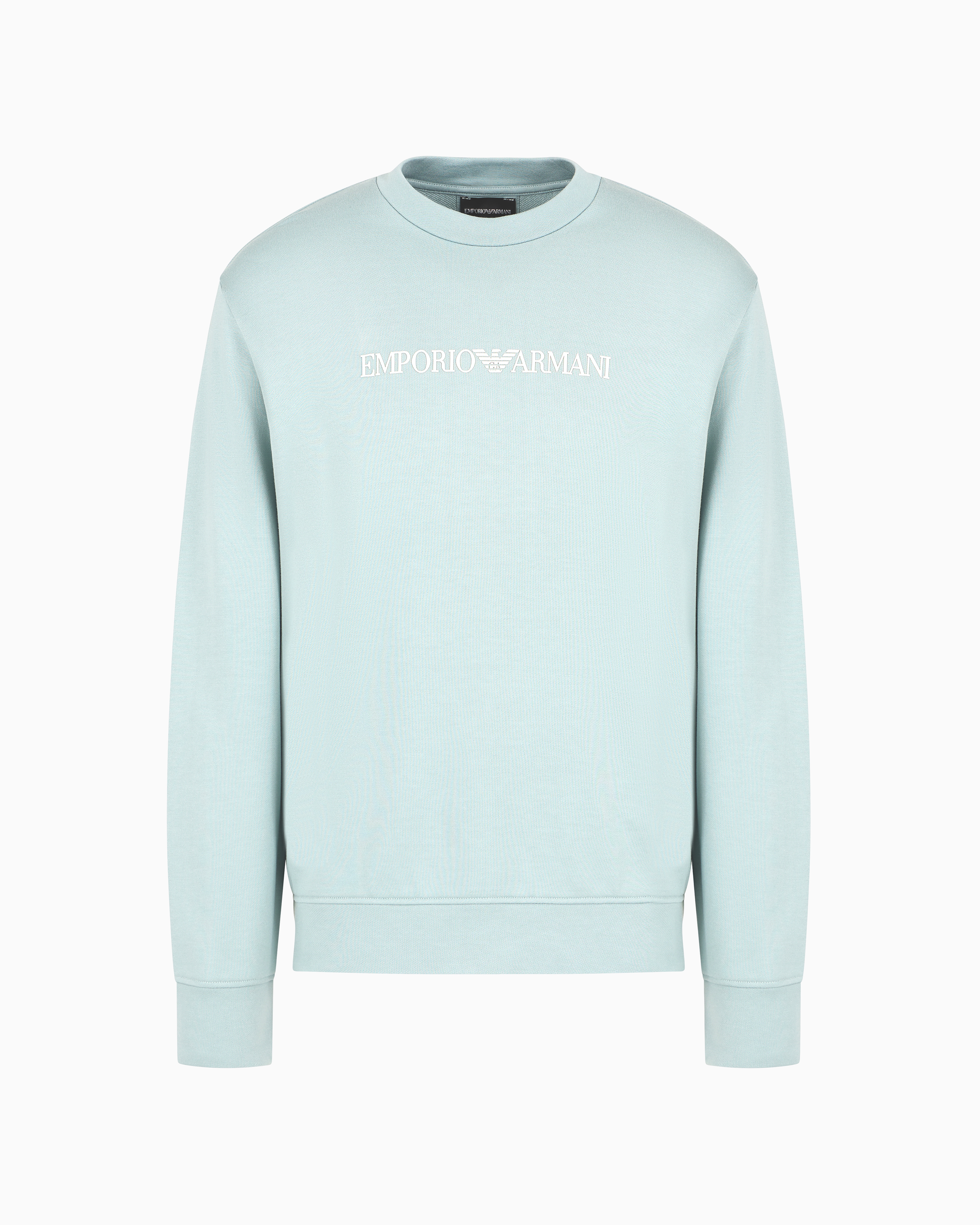 Emporio Armani Official Store Modal-blend Sweatshirt With Logo Print In Silver