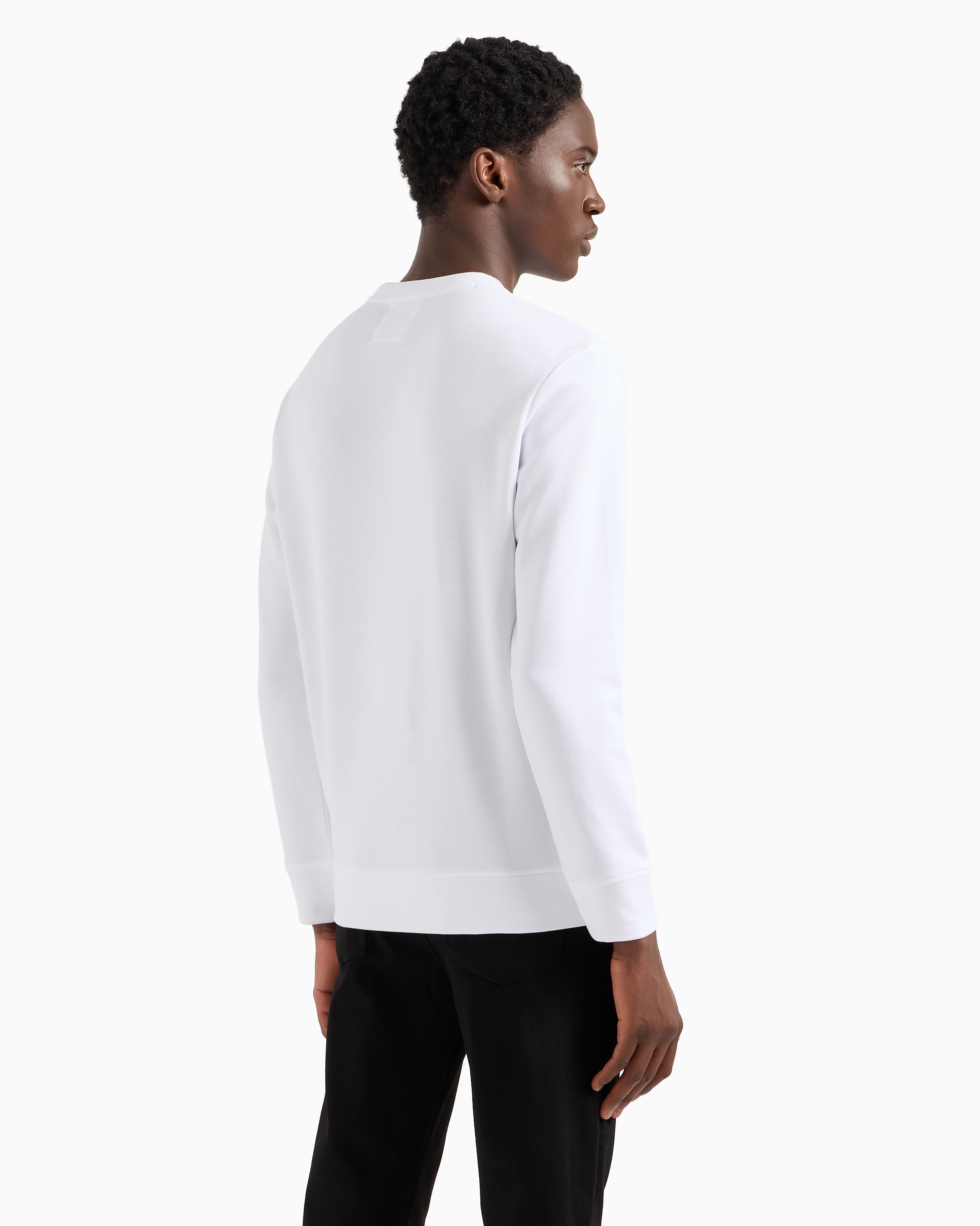 Emporio Armani Logo Print Long-sleeved Sweatshirt In White