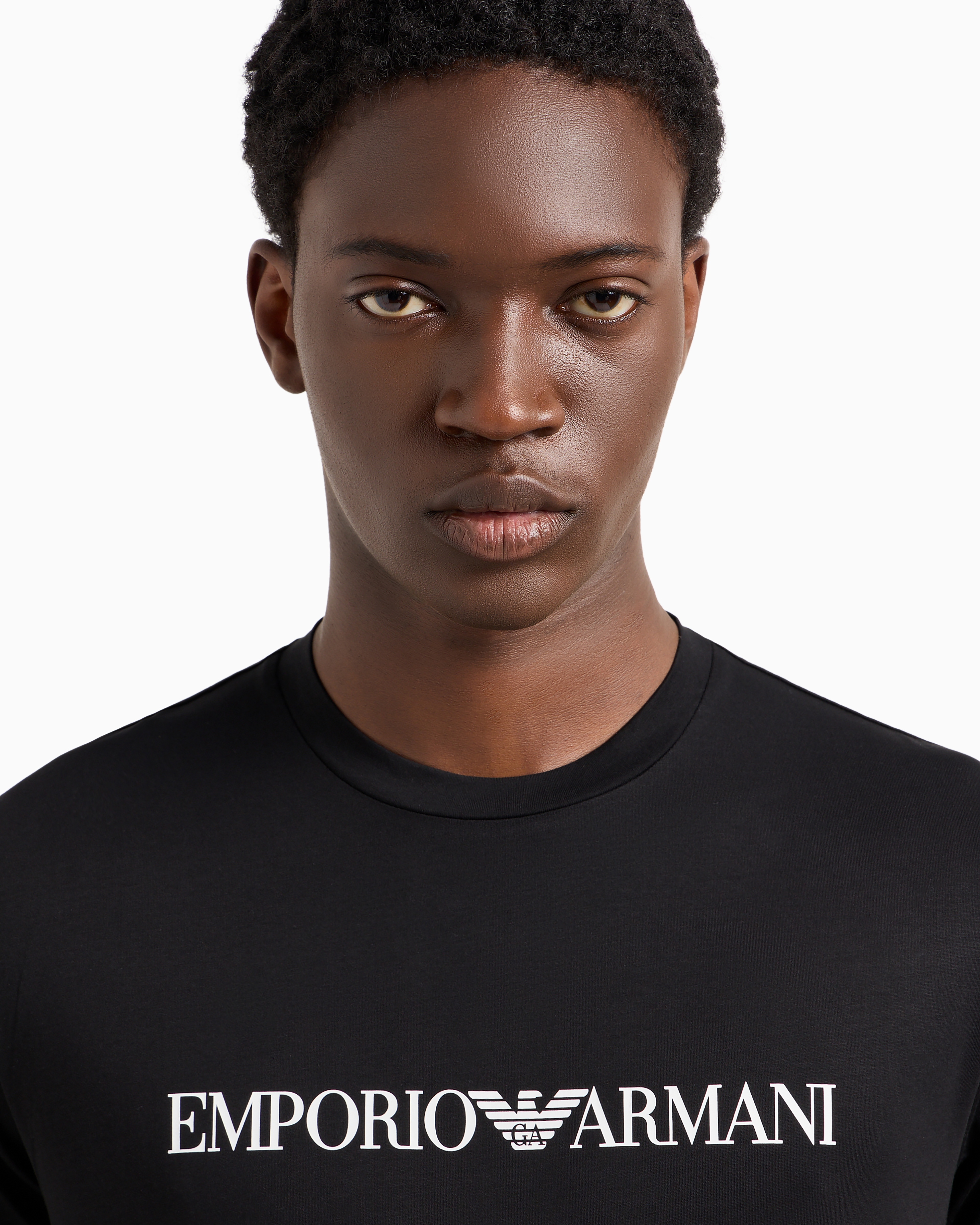 Emporio Armani T-shirt With Round Neck And Short Sleeves In Black