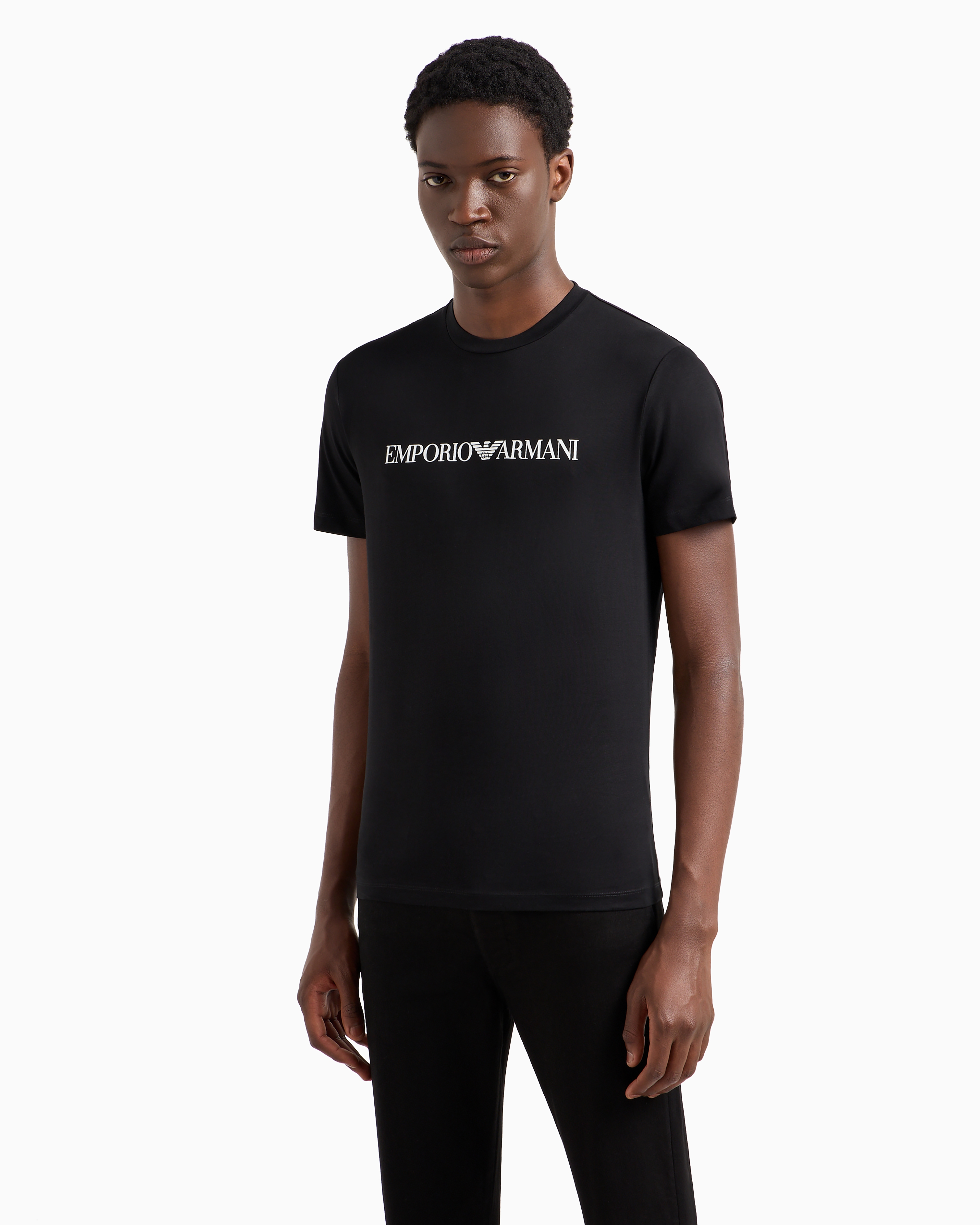 Emporio Armani T-shirt With Round Neck And Short Sleeves In Black