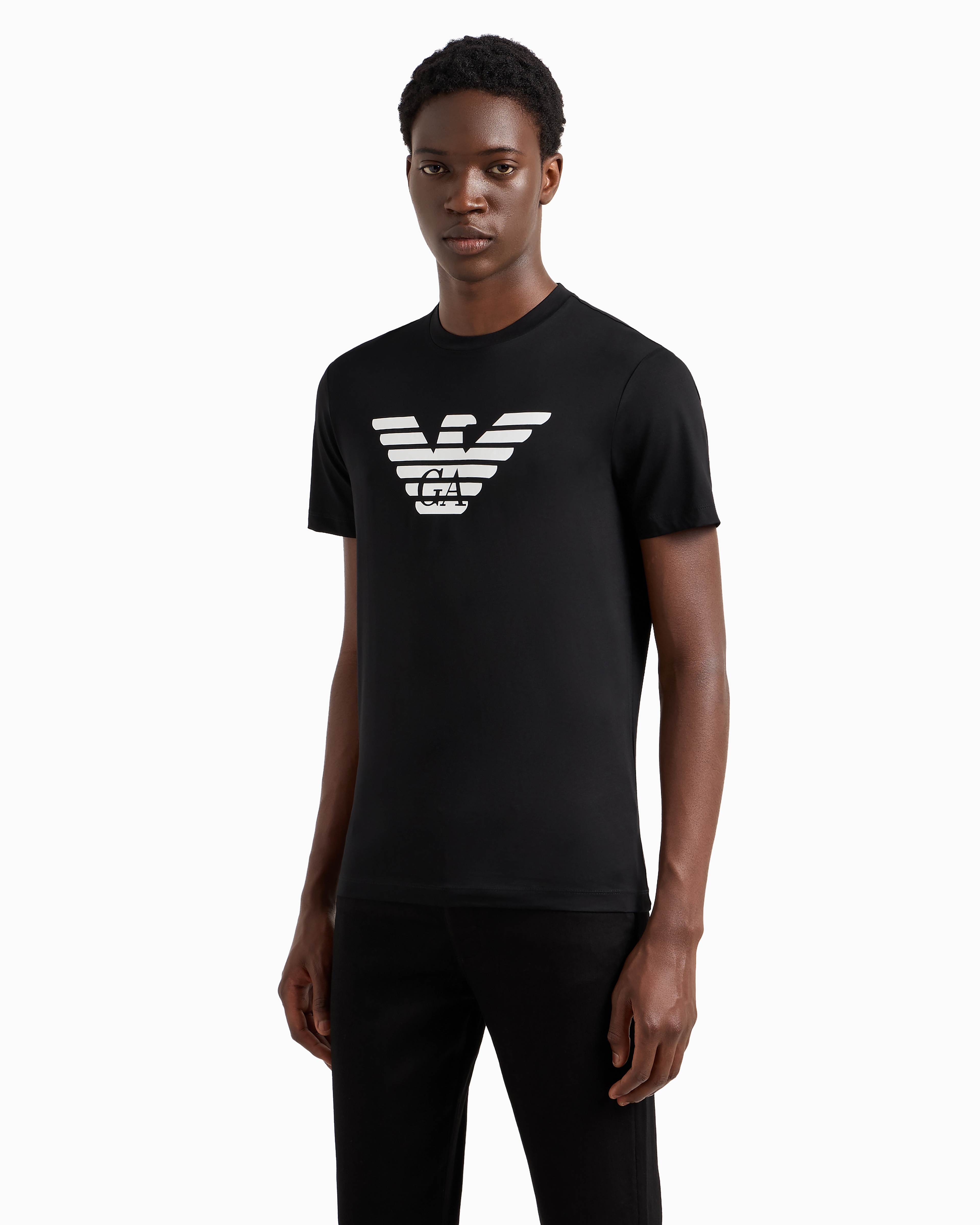 EMPORIO ARMANI PIMA-JERSEY T-SHIRT WITH LOGO PRINT 