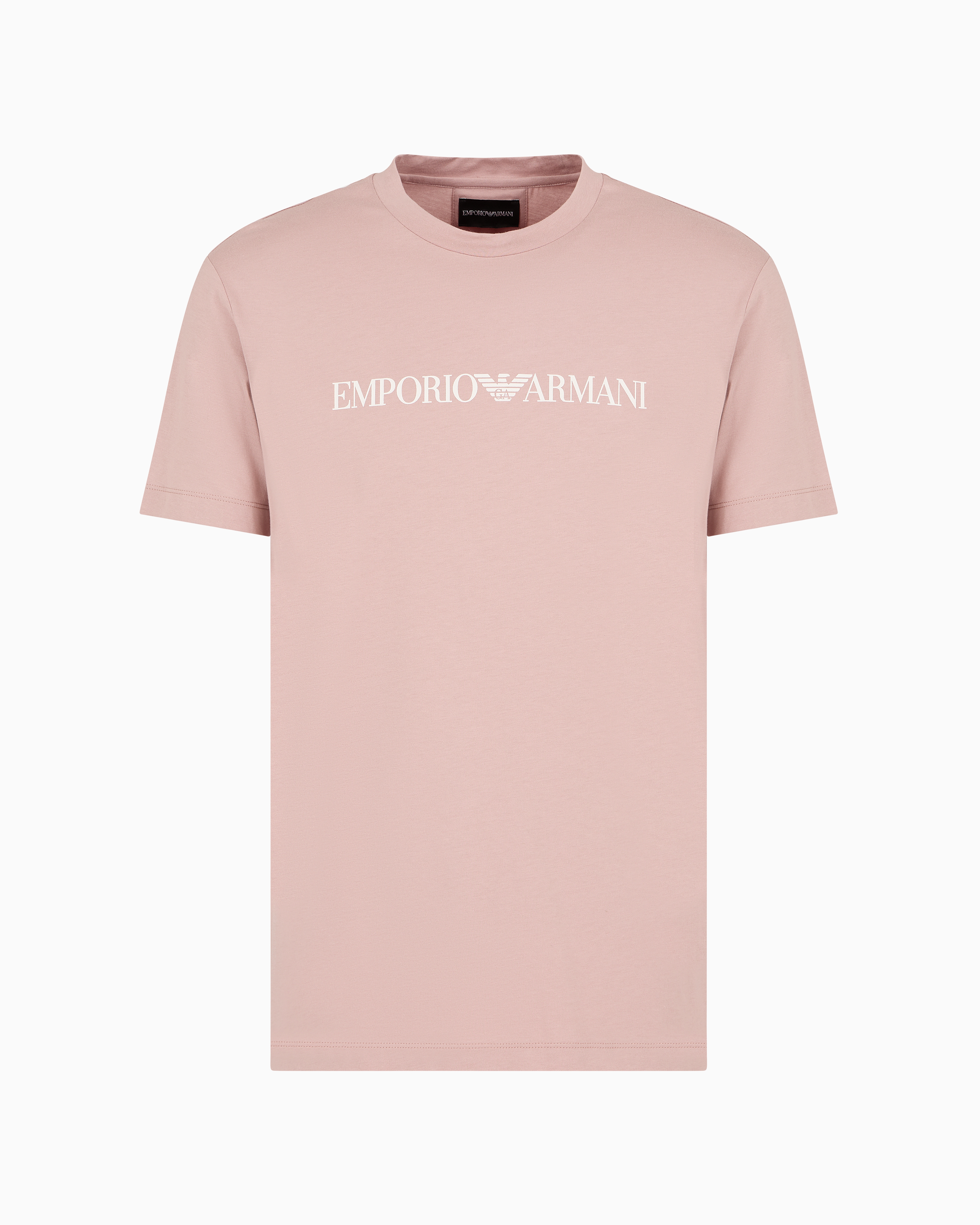 Shop Emporio Armani Pima-jersey T-shirt With Logo Print In Pink