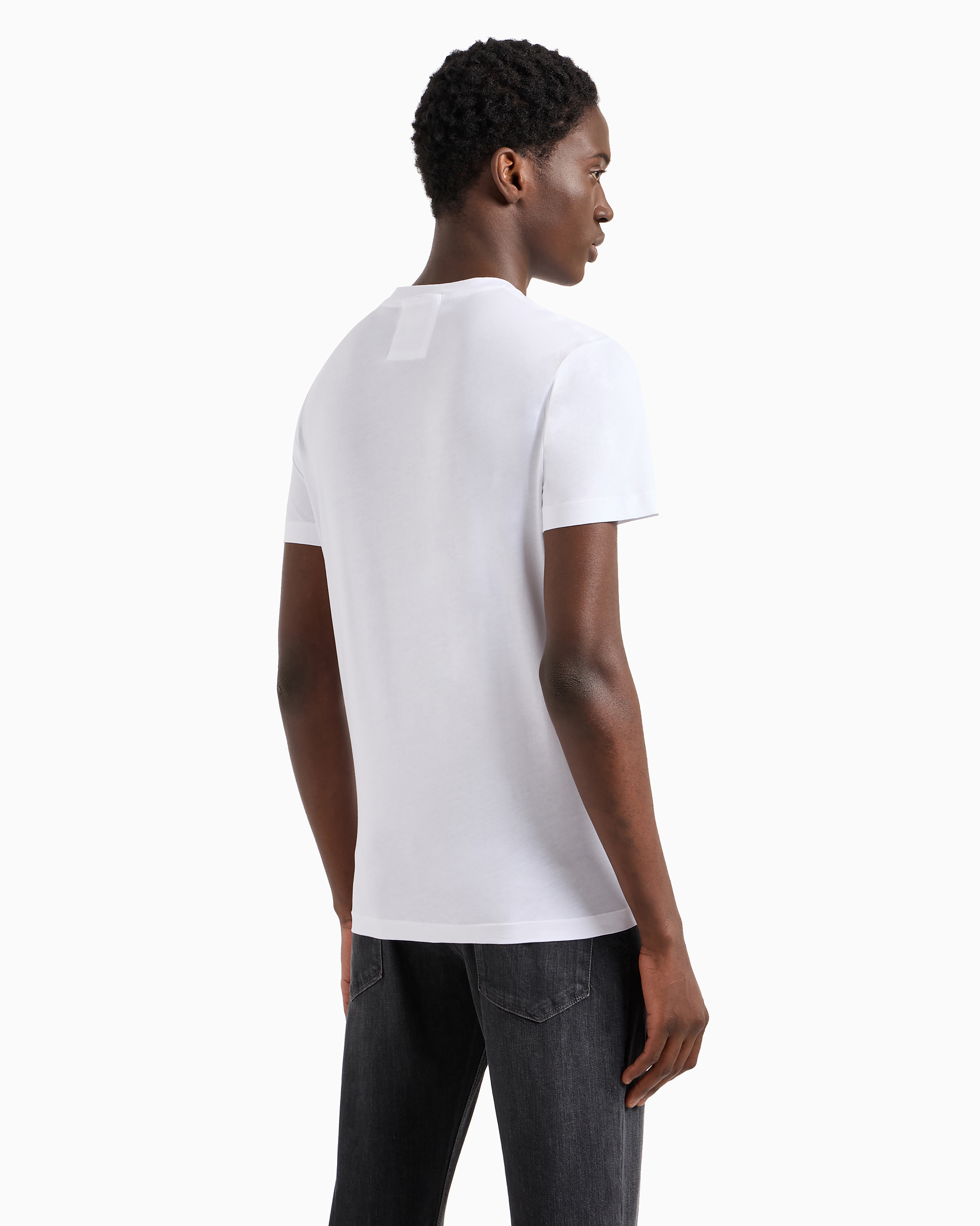 Emporio Armani White Crewneck T-shirt With Logo Embroidery On The Front In White