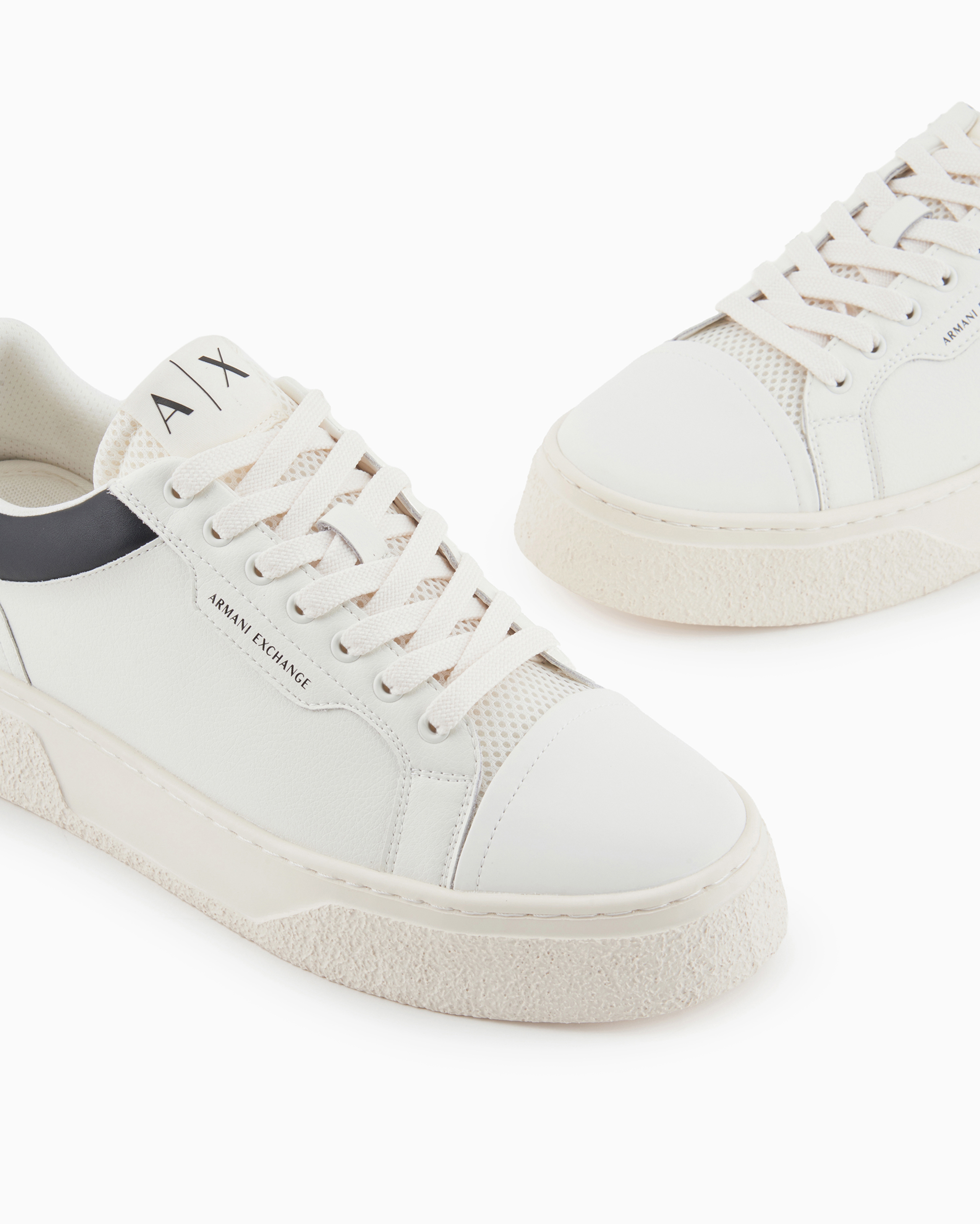 ARMANI EXCHANGE HAMMERED LEATHER SNEAKERS WITH CONTRASTING BACK