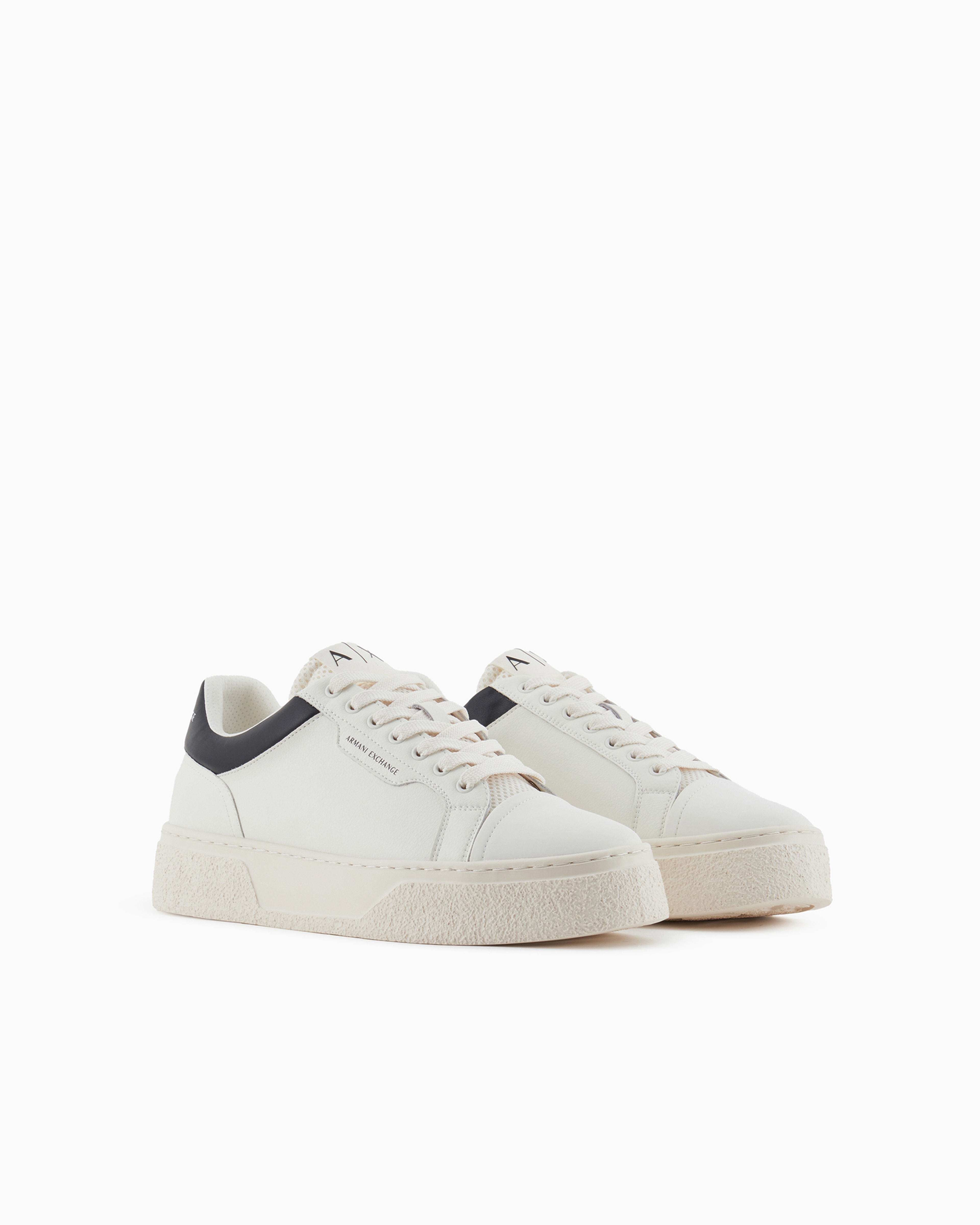 ARMANI EXCHANGE HAMMERED LEATHER SNEAKERS WITH CONTRASTING BACK