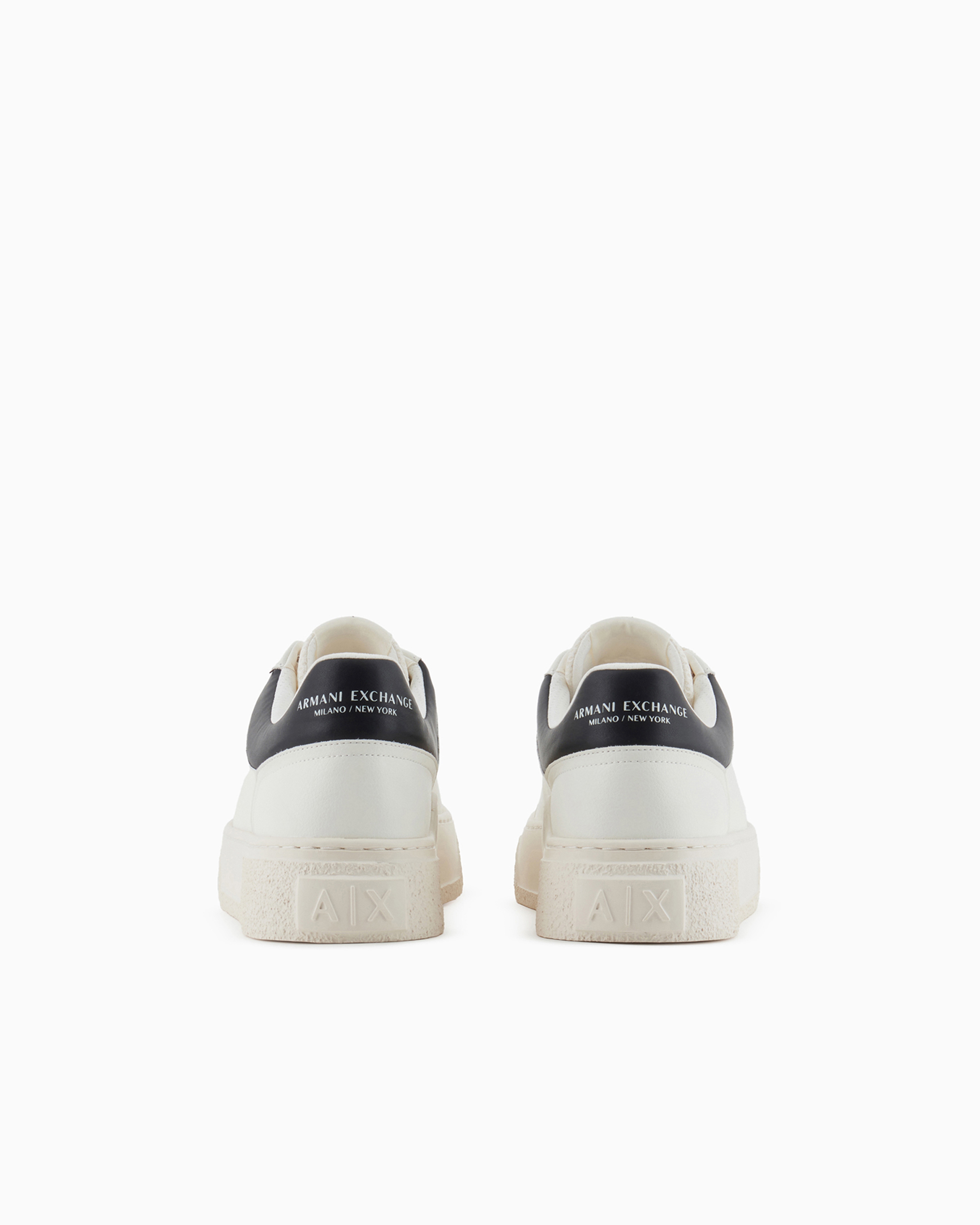 ARMANI EXCHANGE HAMMERED LEATHER SNEAKERS WITH CONTRASTING BACK