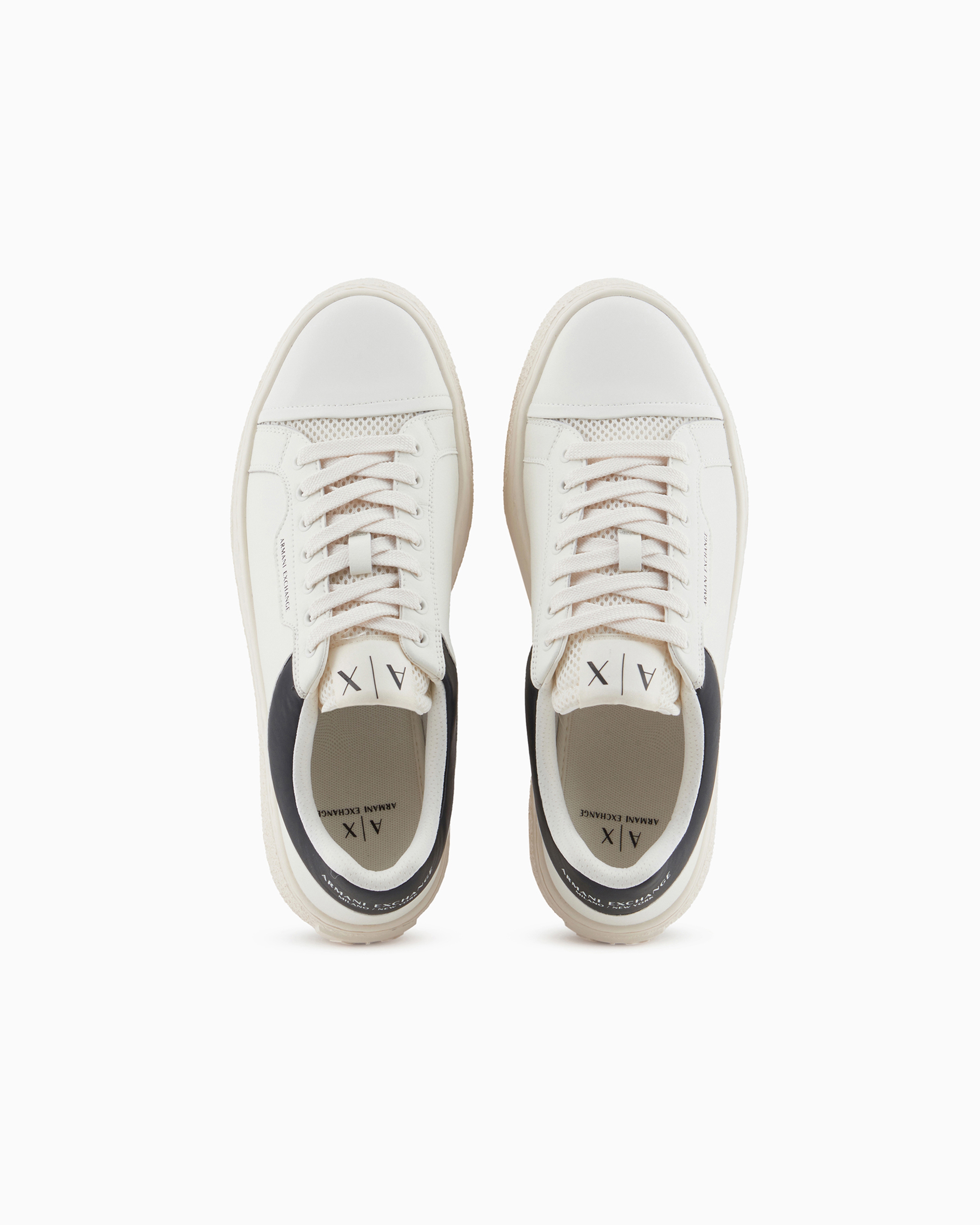 ARMANI EXCHANGE HAMMERED LEATHER SNEAKERS WITH CONTRASTING BACK