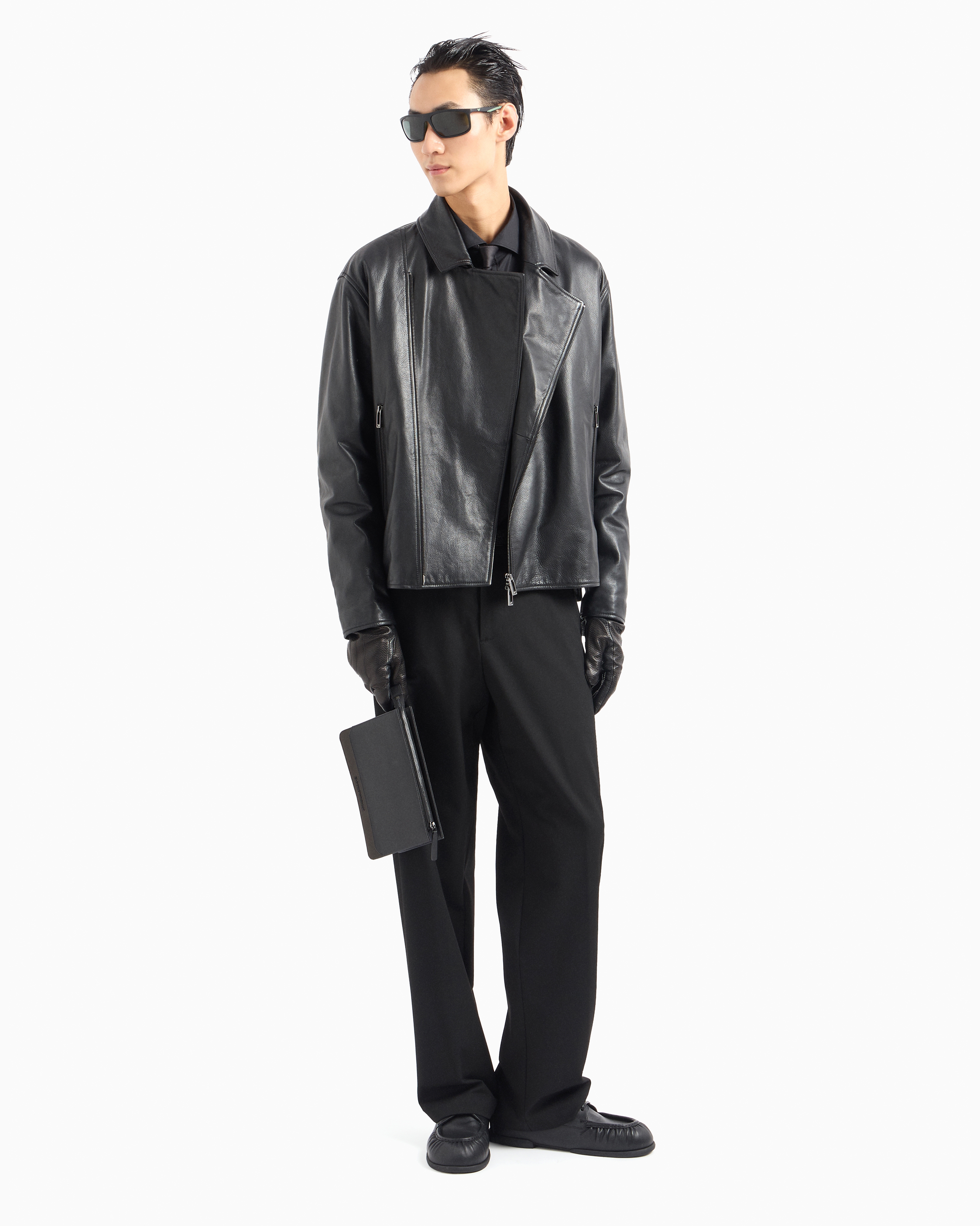バイカージャケット 厚手ナッパカーフスキン | Emporio Armani
