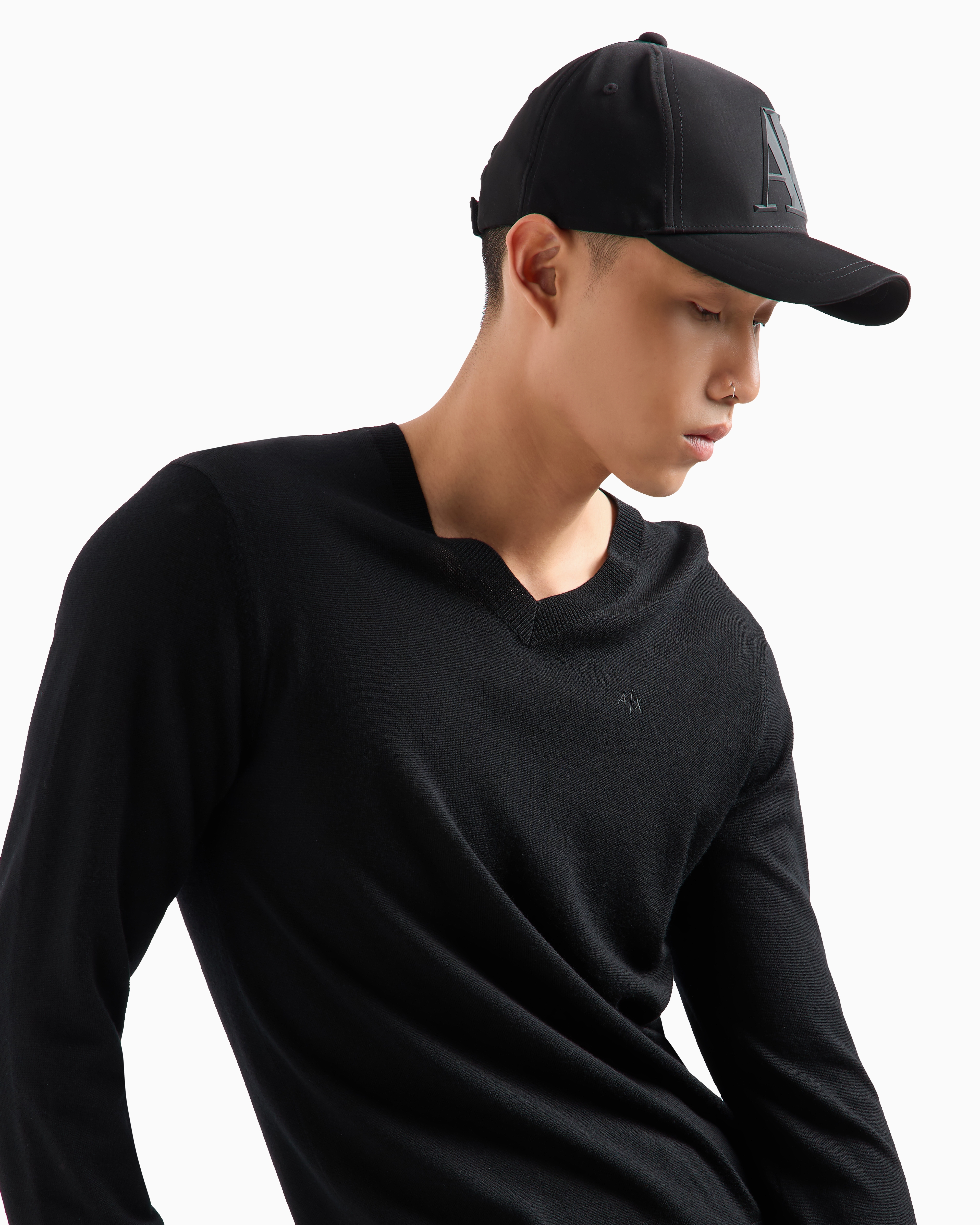 Shop Armani Exchange Visor Cap With Logo In Black