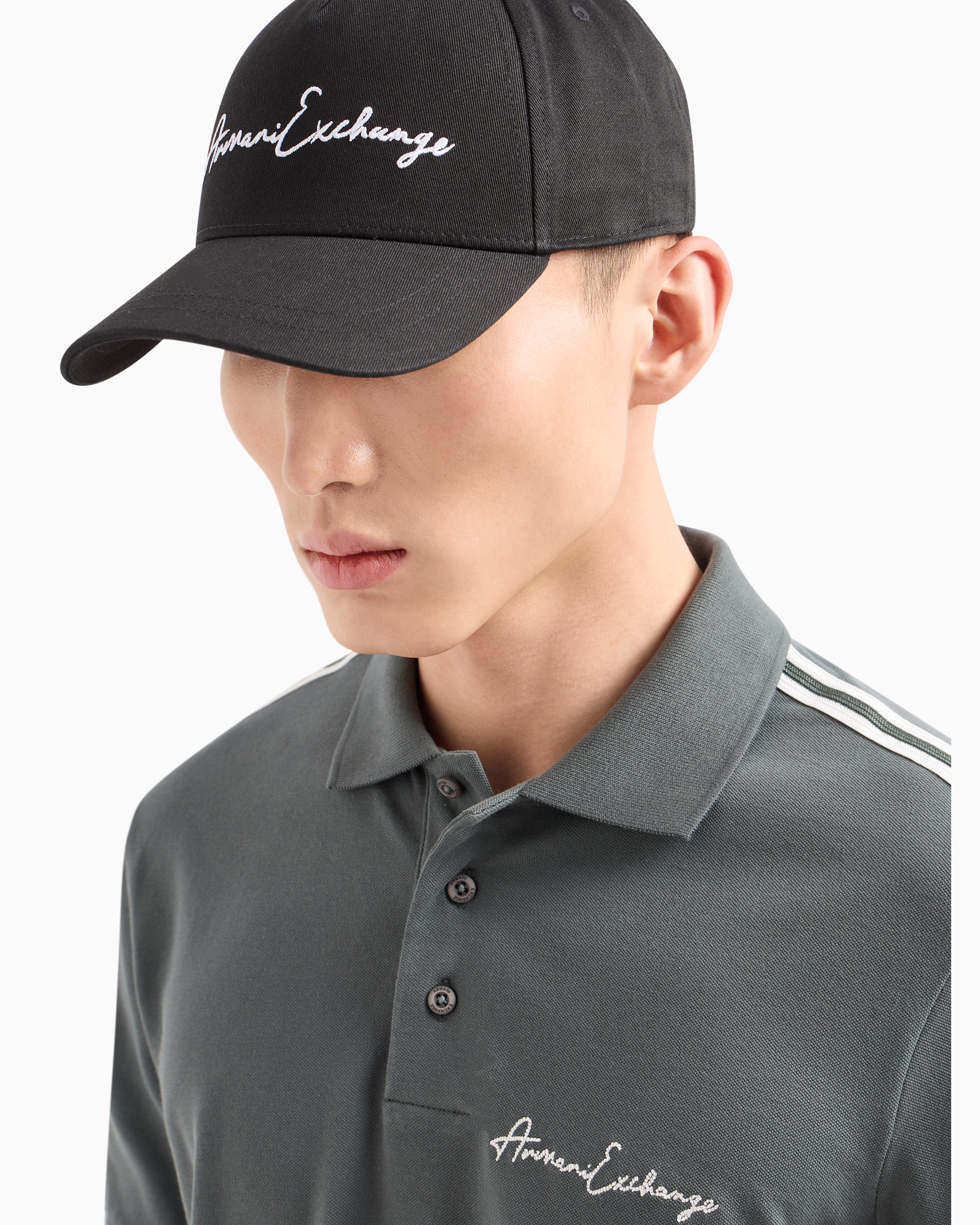Armani Exchange Visor Hat With Maxi Logo In White