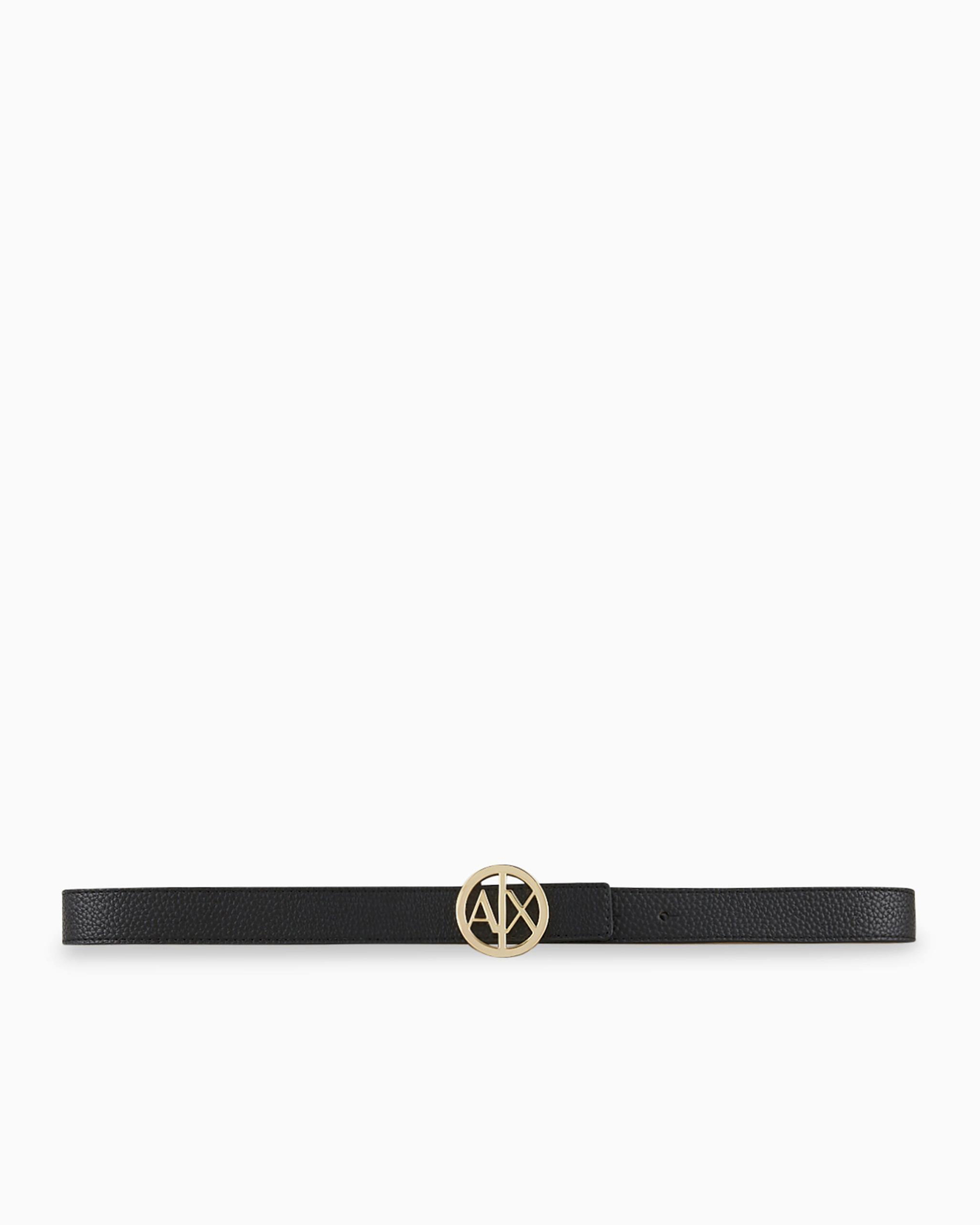 Armani Exchange Logo Buckle Belt In Black