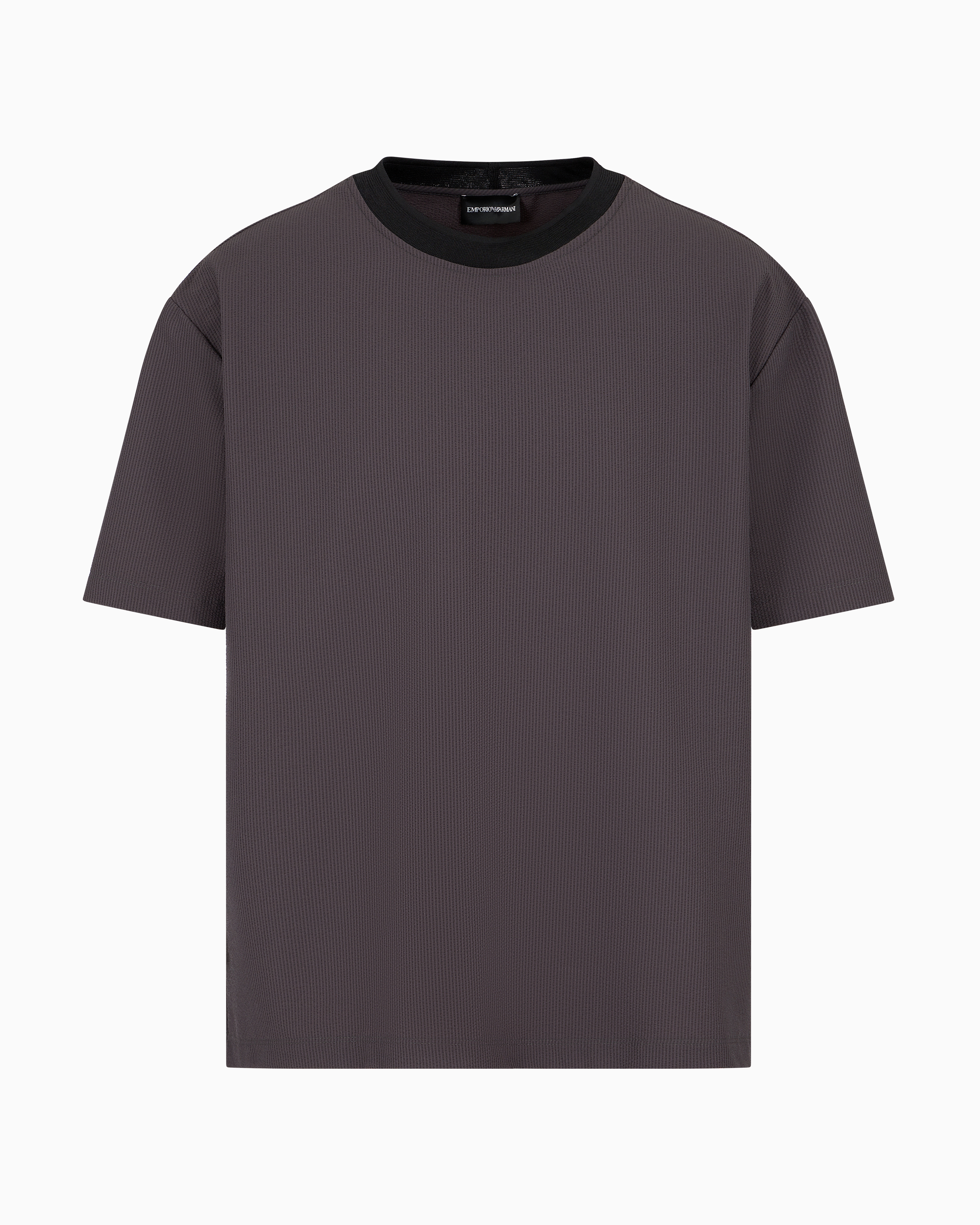 Emporio Armani Official Store T-shirt Aus Superleichtem Seersucker-funktionsgewebe In Metallic