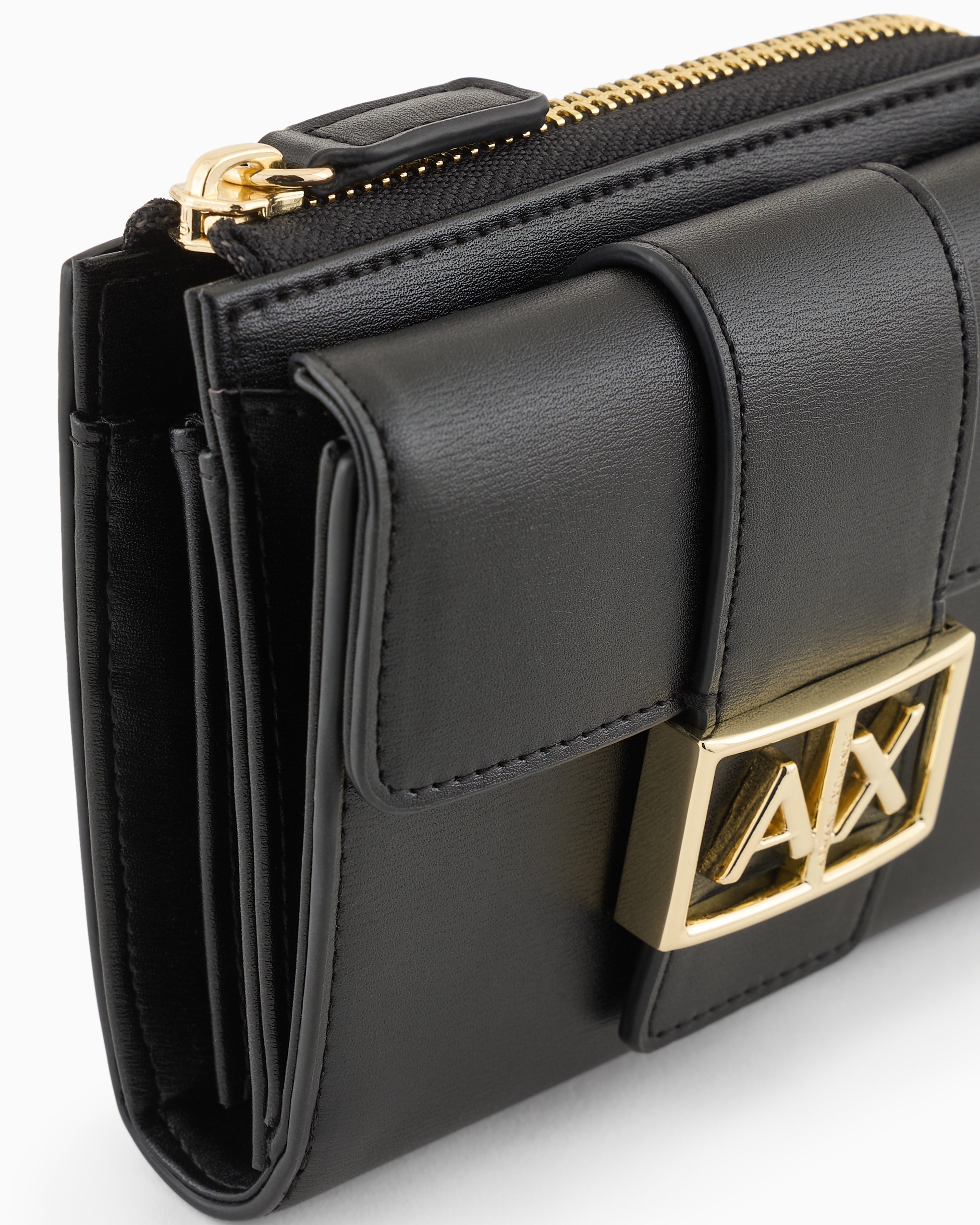 ARMANI EXCHANGE GOLD MONOGRAM LOGO CARD HOLDER 