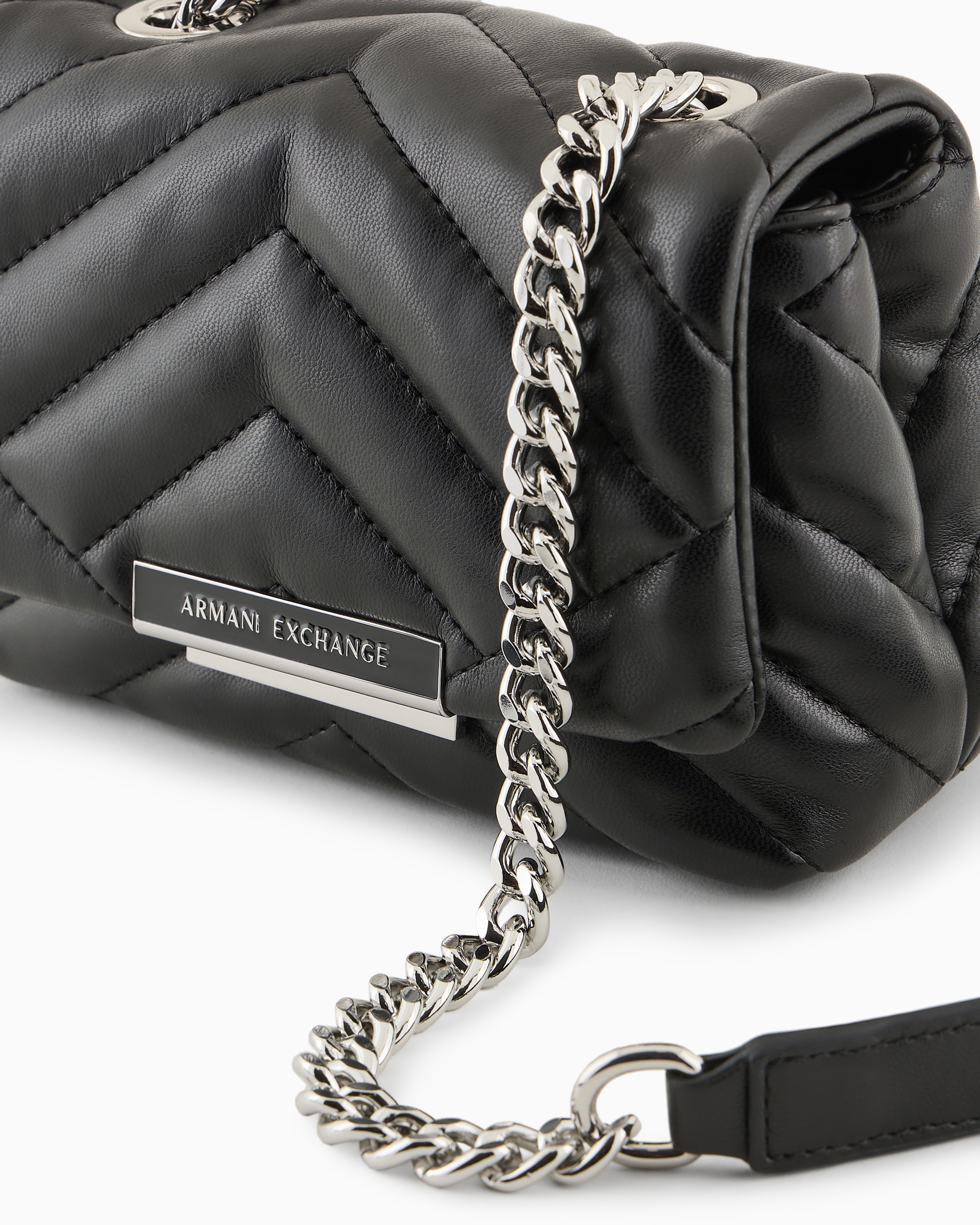 Armani Exchange Small Shoulder Bag With Quilted Workmanship In Black