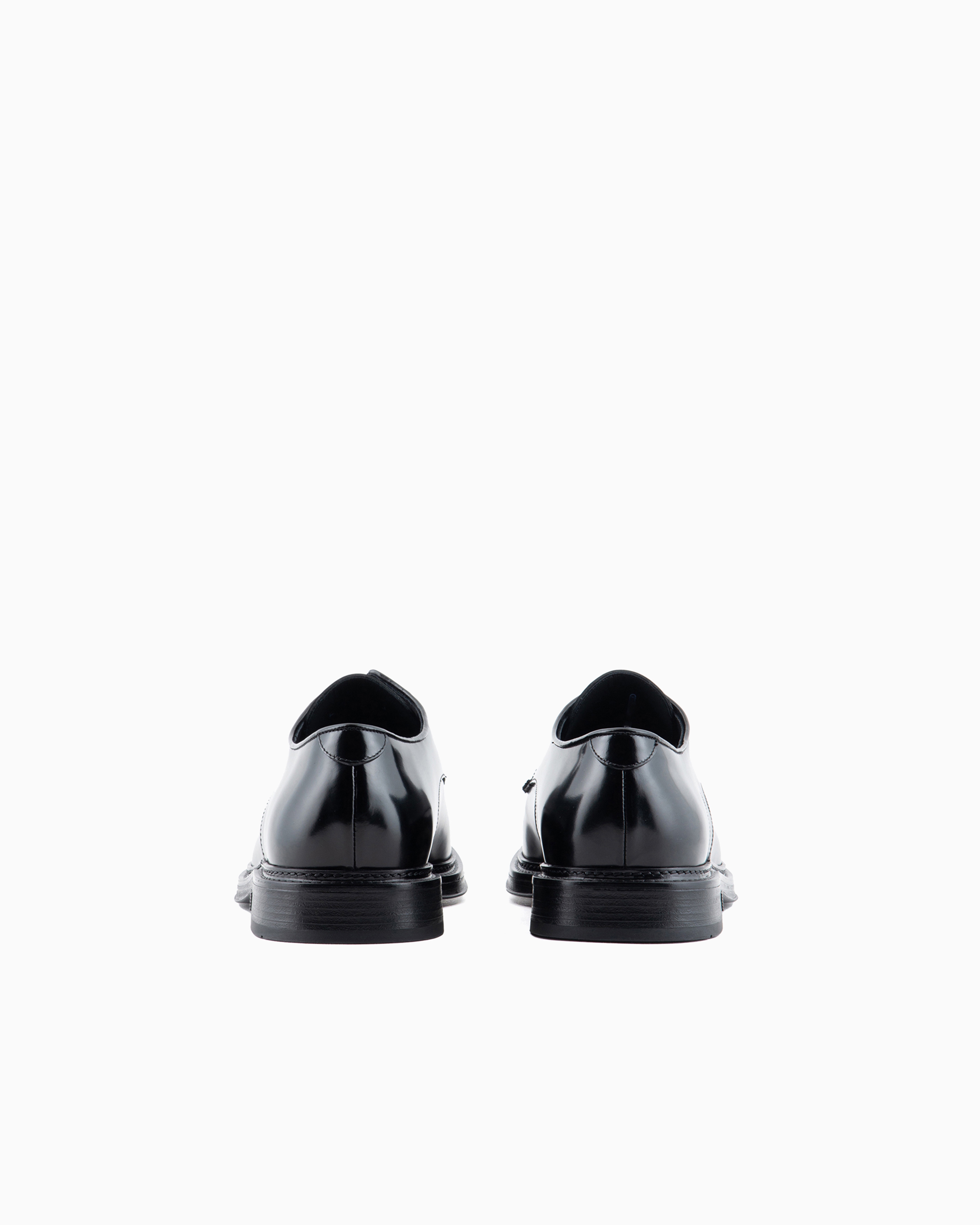 Emporio Armani Official Store Derby Shoes In Buffed Leather In Black