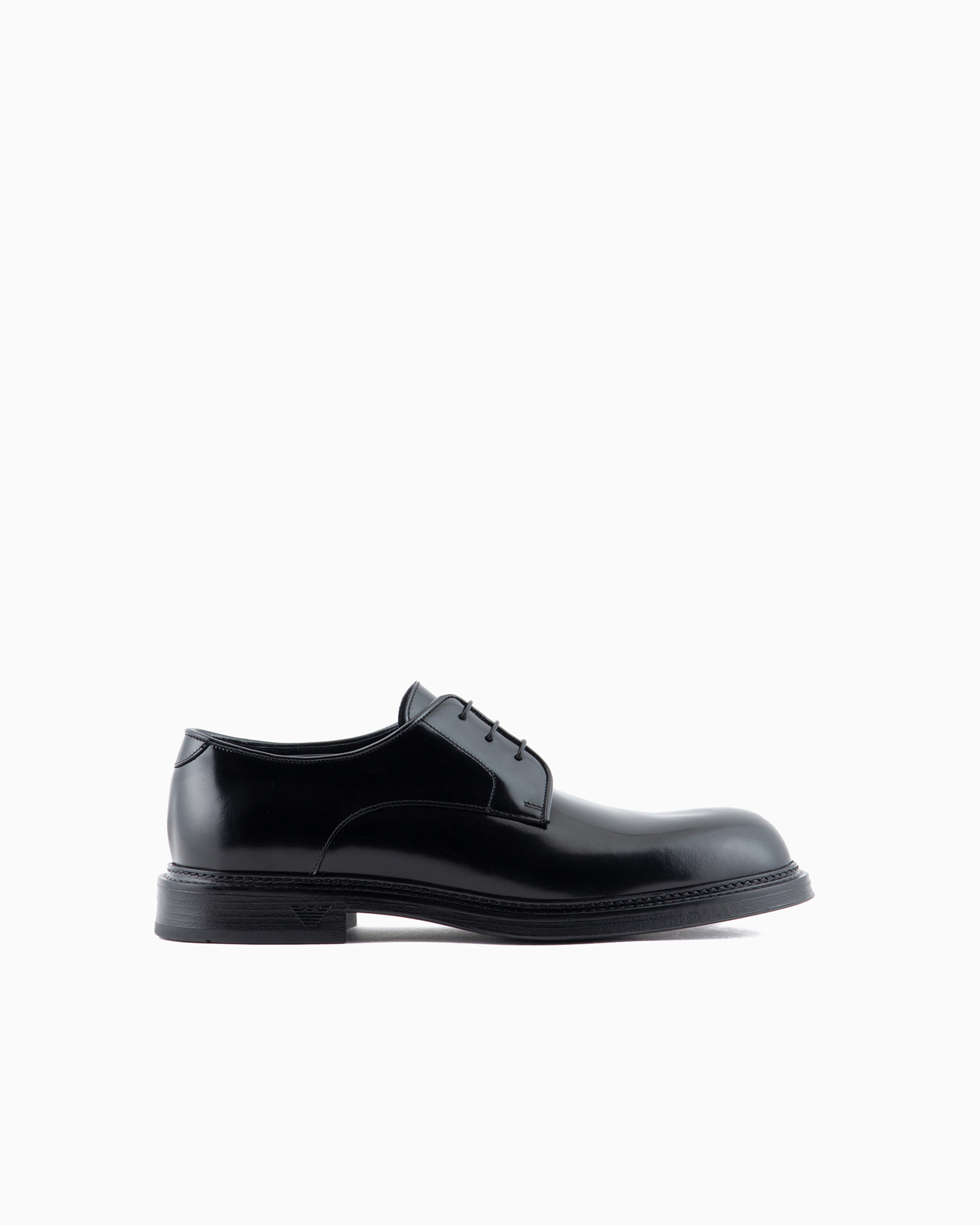 Emporio Armani Official Store Derby Shoes In Buffed Leather In Black