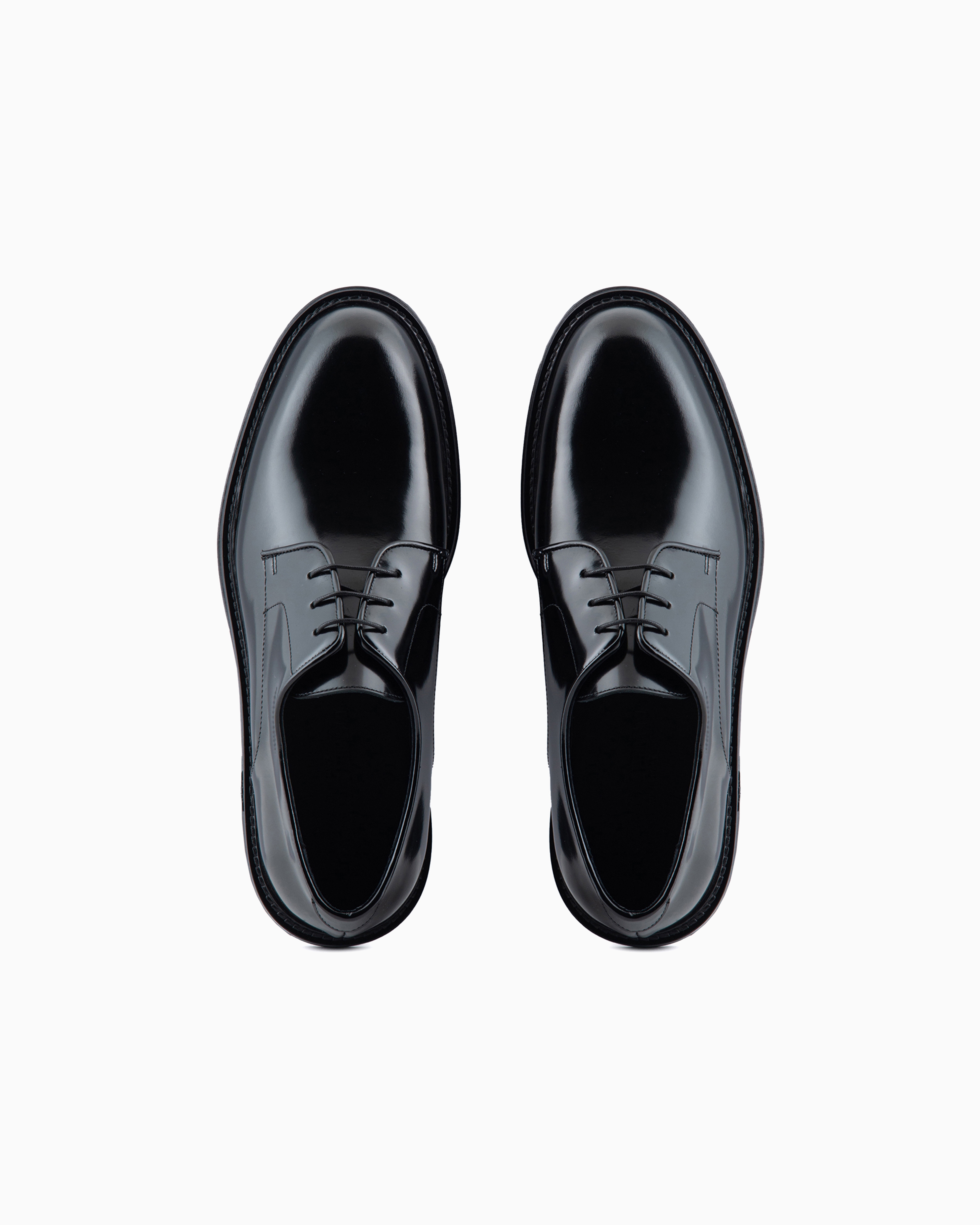 Emporio Armani Official Store Derby Shoes In Buffed Leather In Black