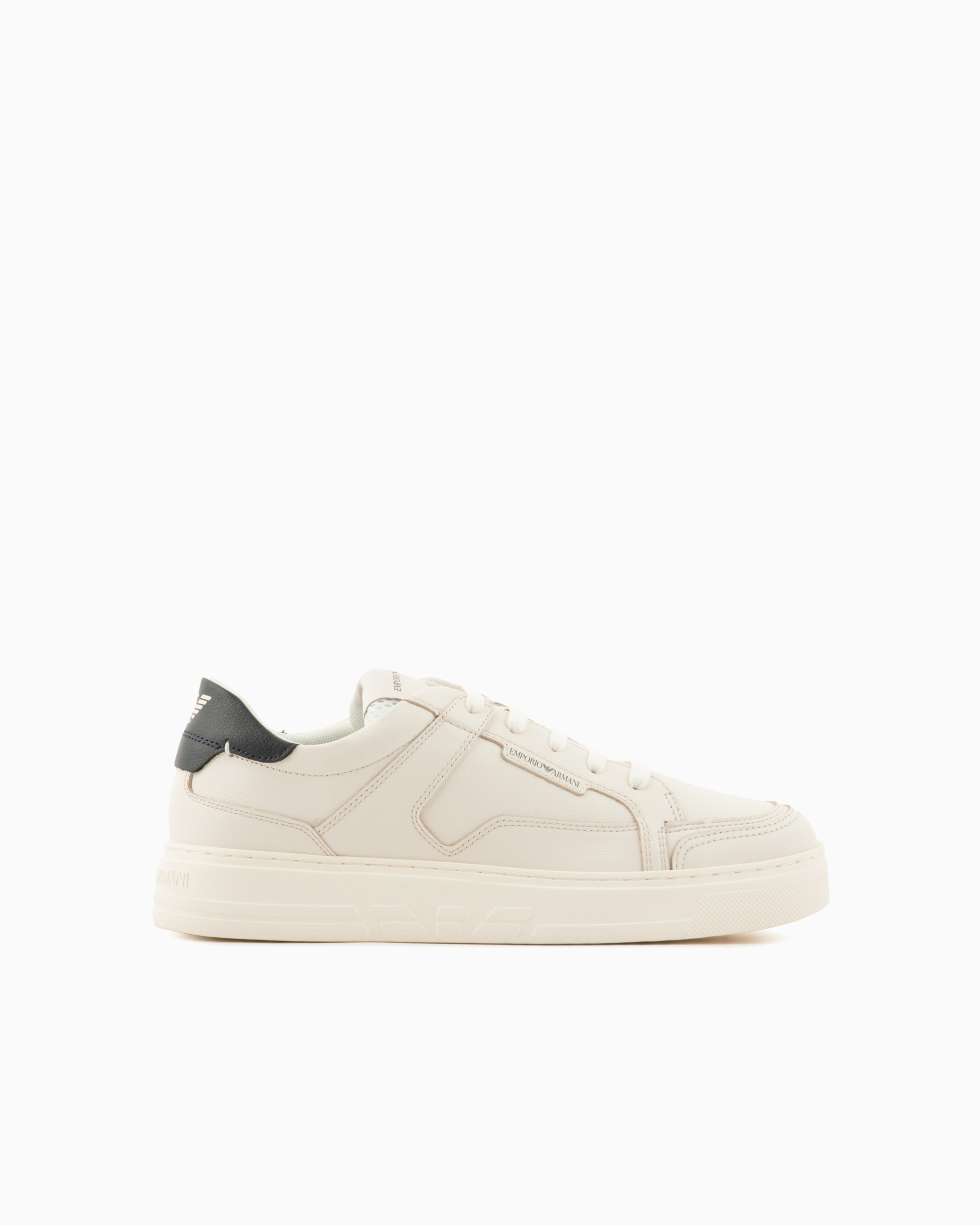 Emporio Armani Official Store Hammered-leather Sneakers In Blue