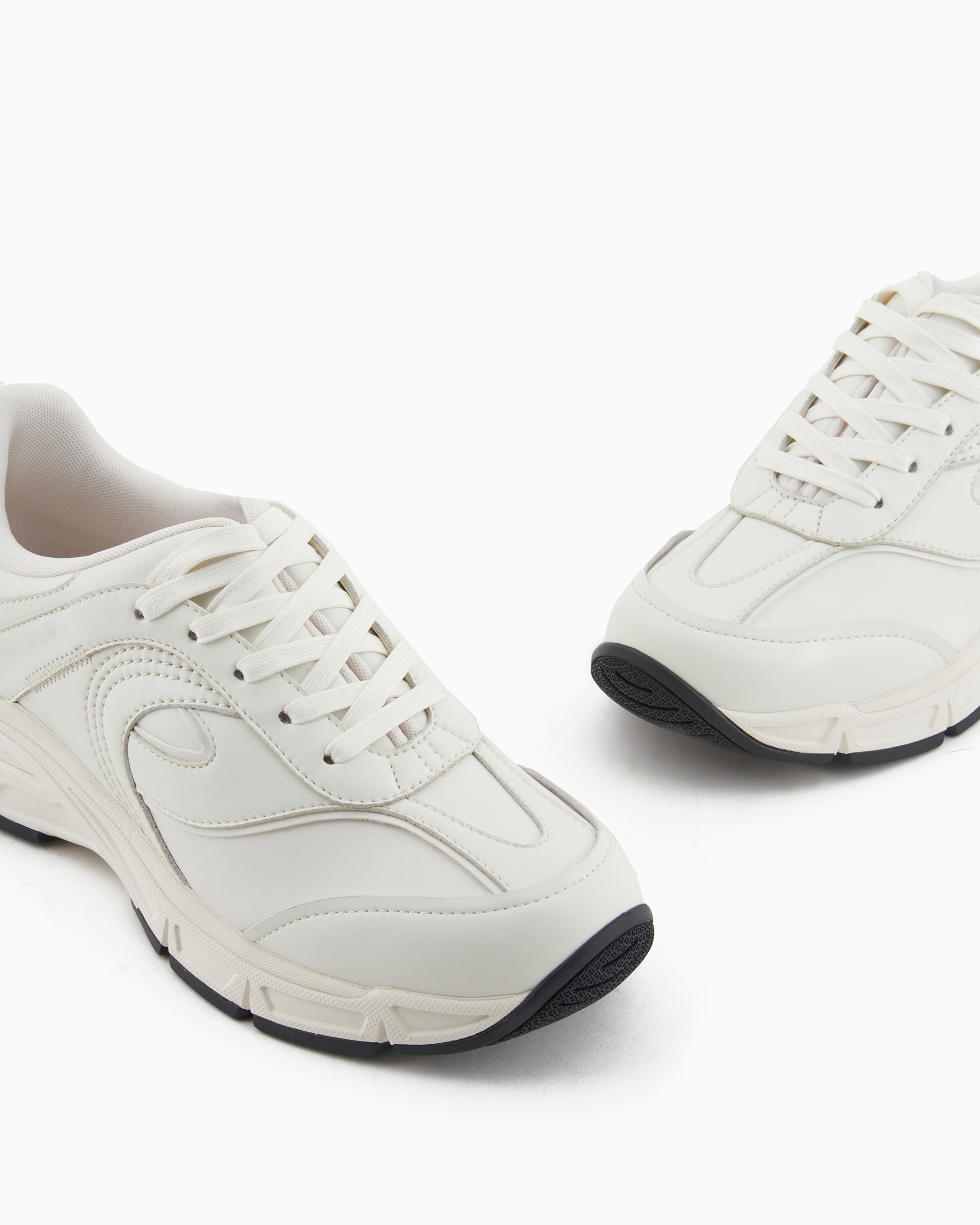 Shop Emporio Armani Soft-material Sneakers With Wave Motif In White