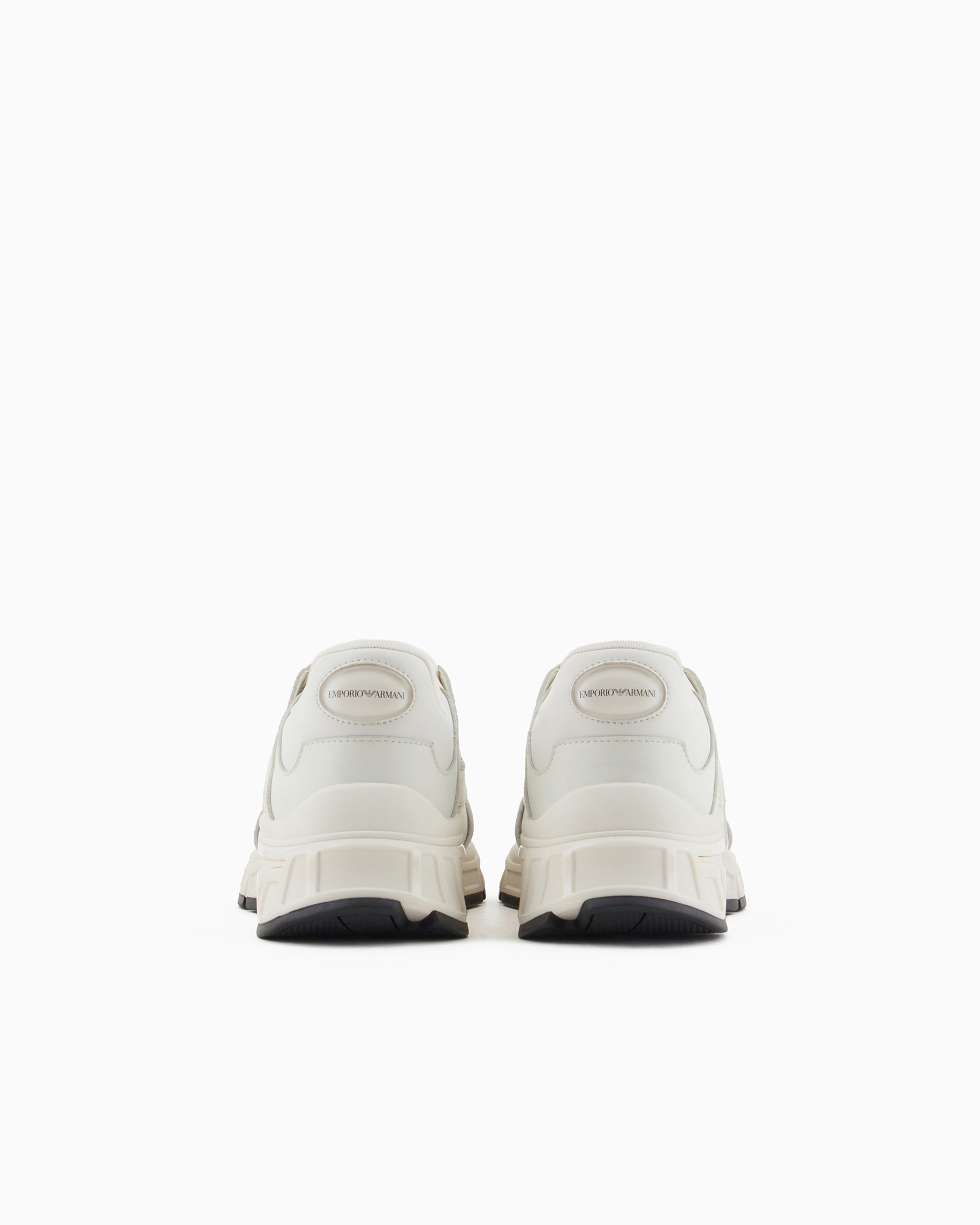 Shop Emporio Armani Soft-material Sneakers With Wave Motif In White