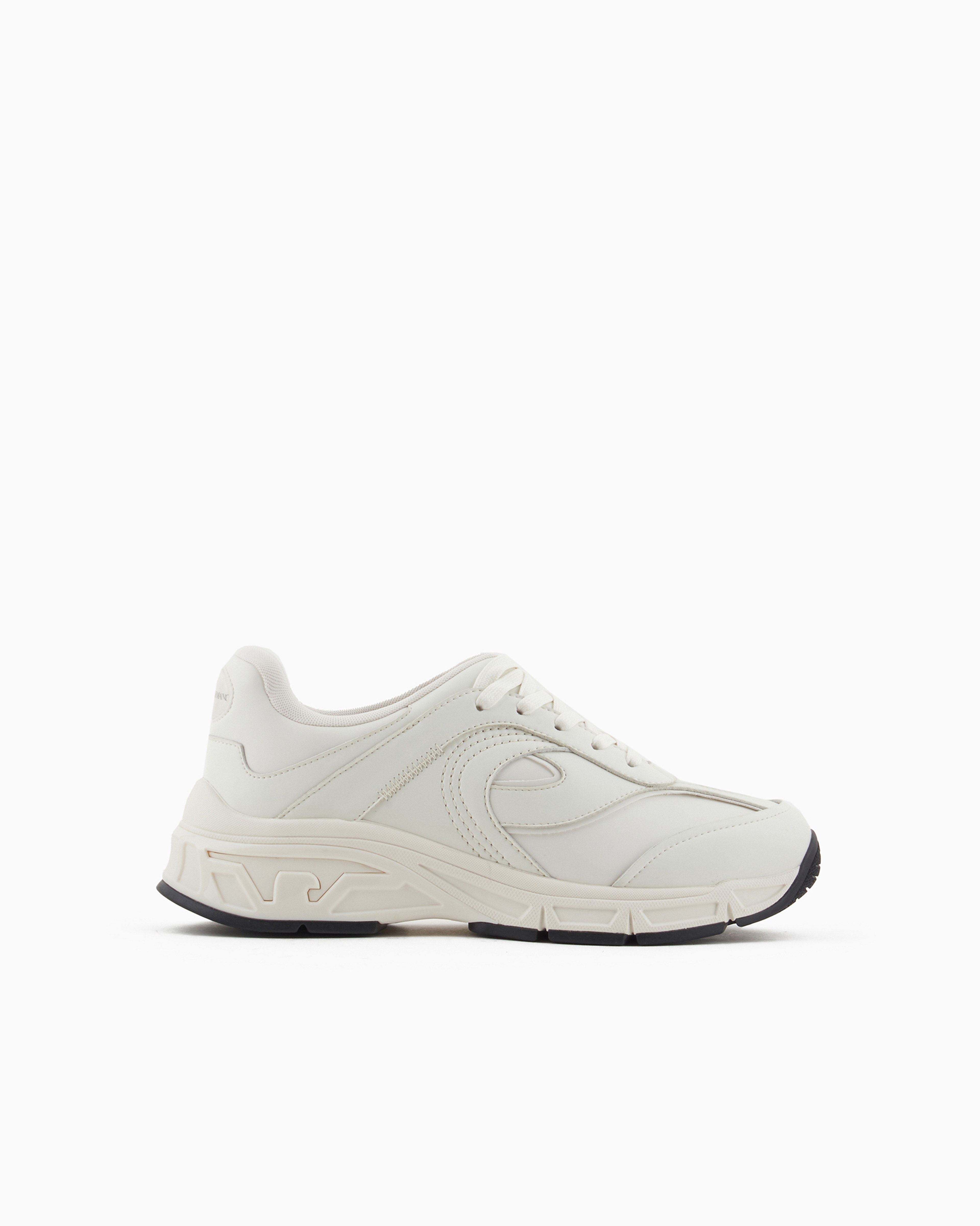 EMPORIO ARMANI SOFT-MATERIAL SNEAKERS WITH WAVE MOTIF 