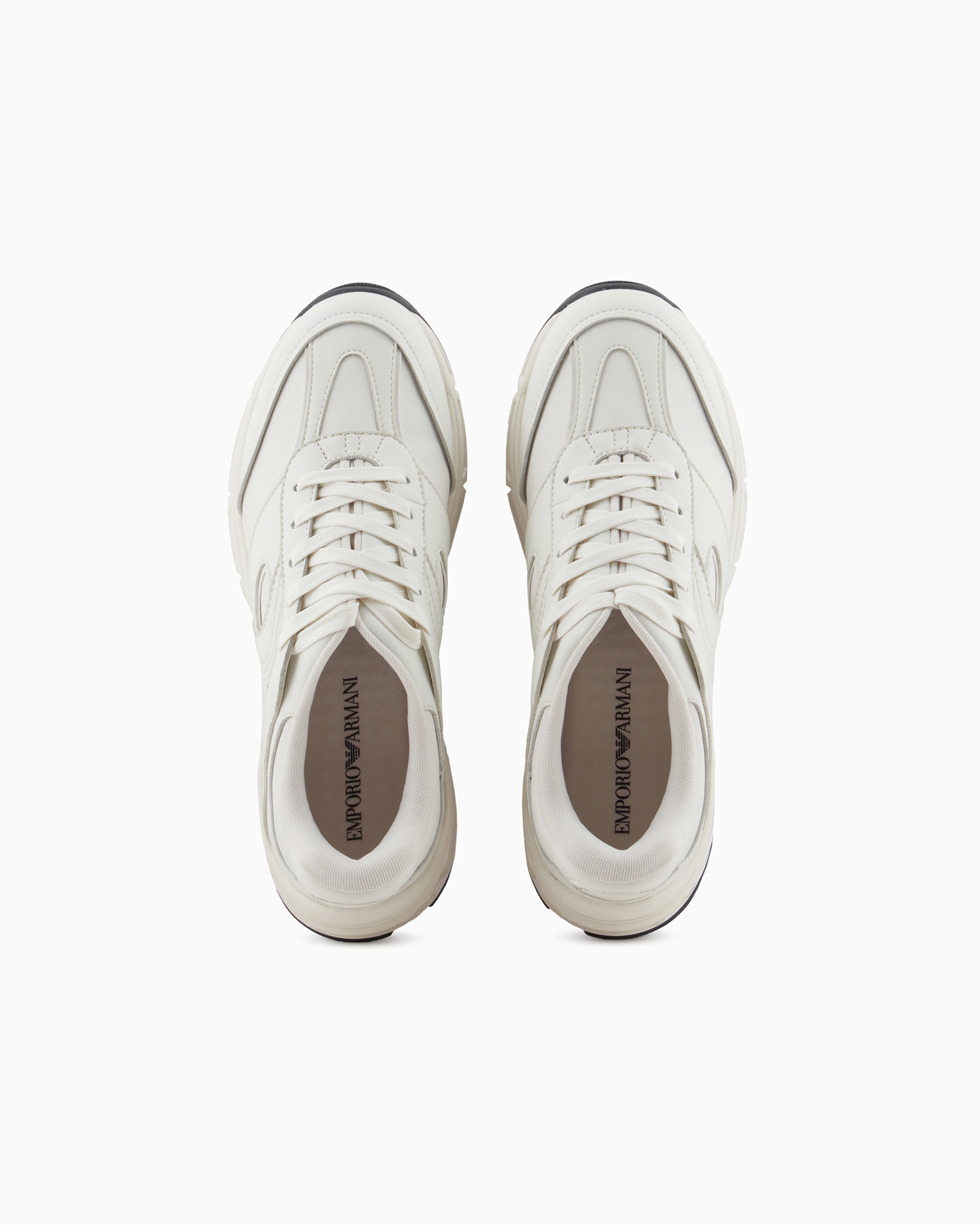 EMPORIO ARMANI SOFT-MATERIAL SNEAKERS WITH WAVE MOTIF 