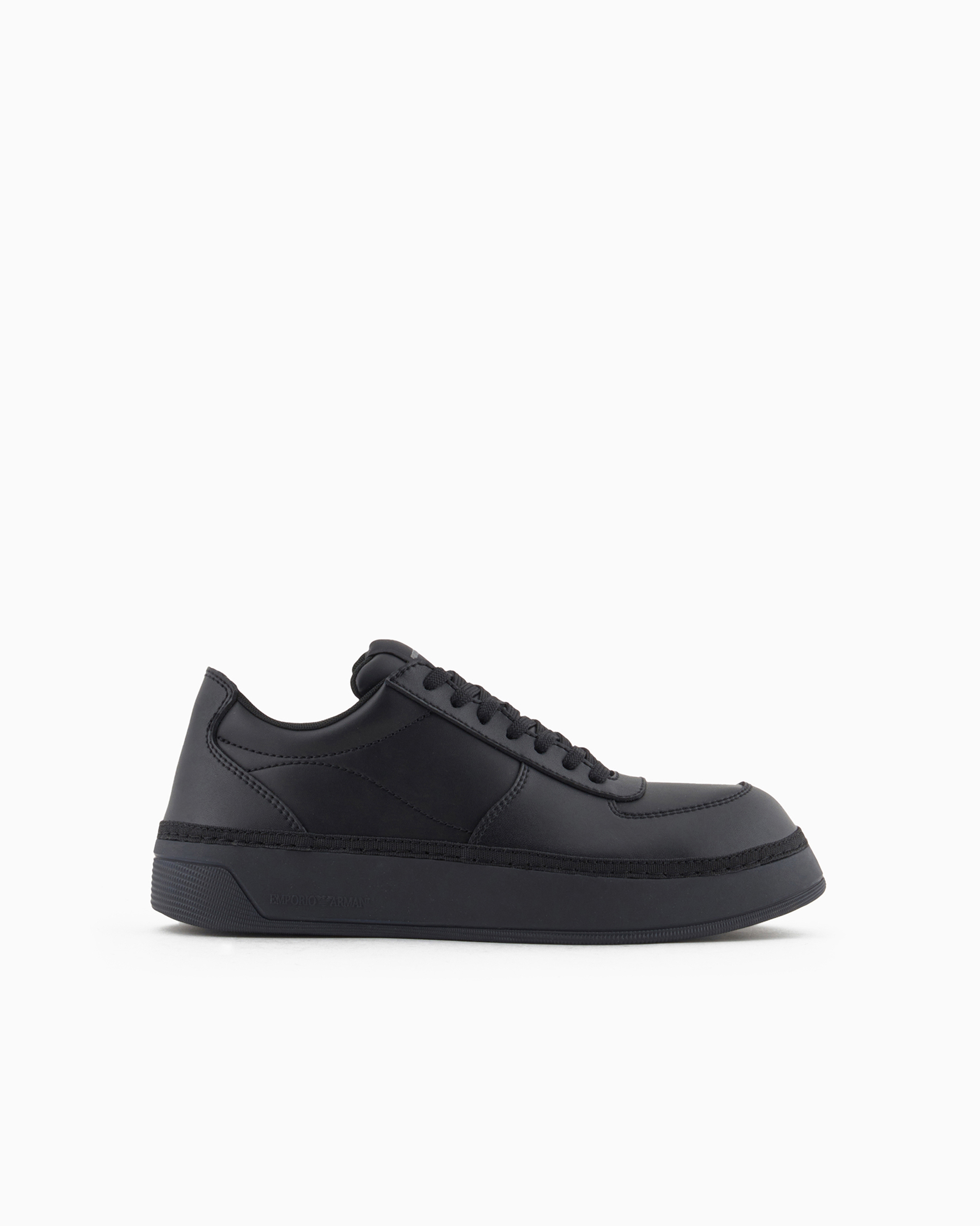 Emporio Armani Official Store Sneakers With Leather Details In Noir