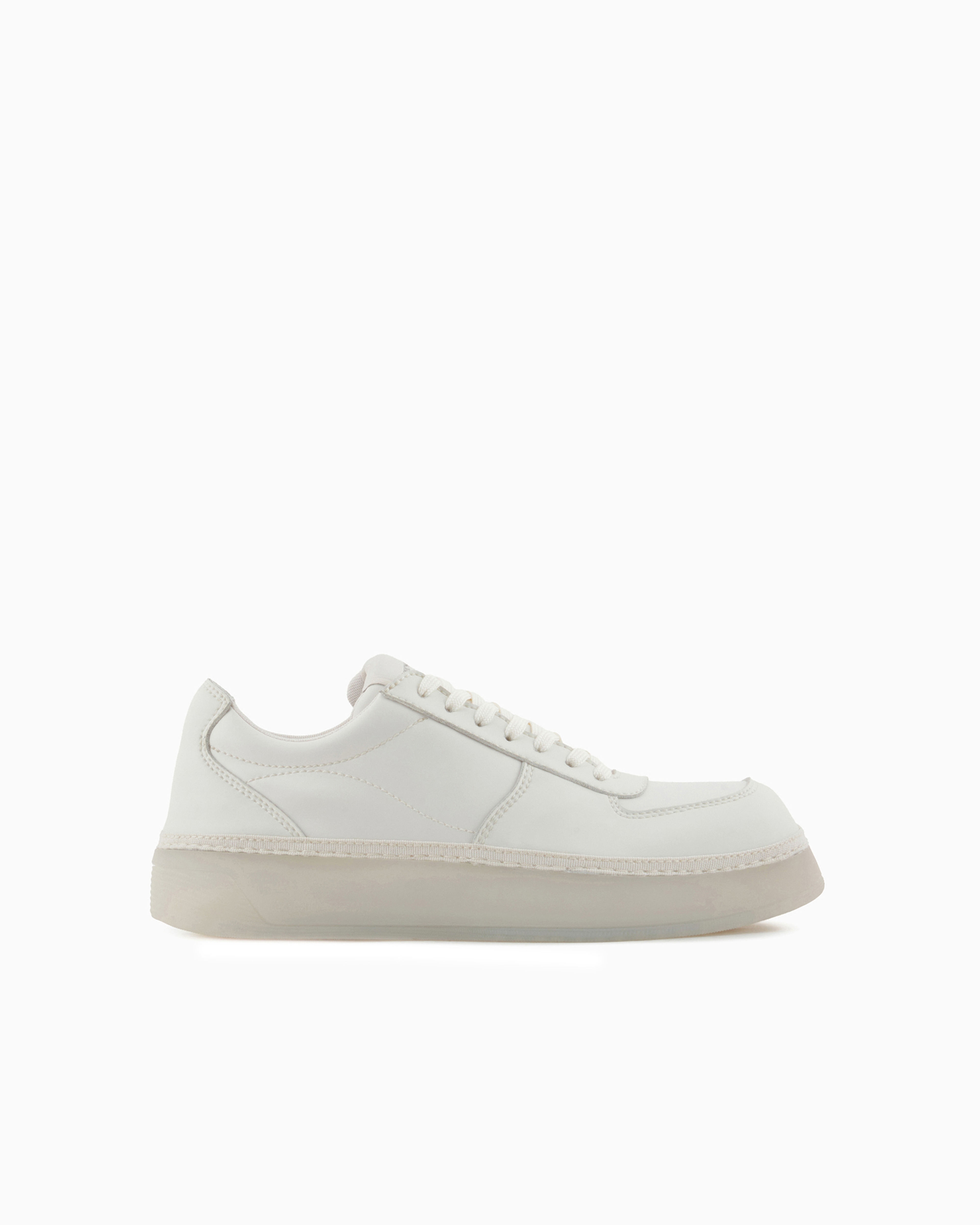 Emporio Armani Official Store Sneakers With Leather Details In Blanc