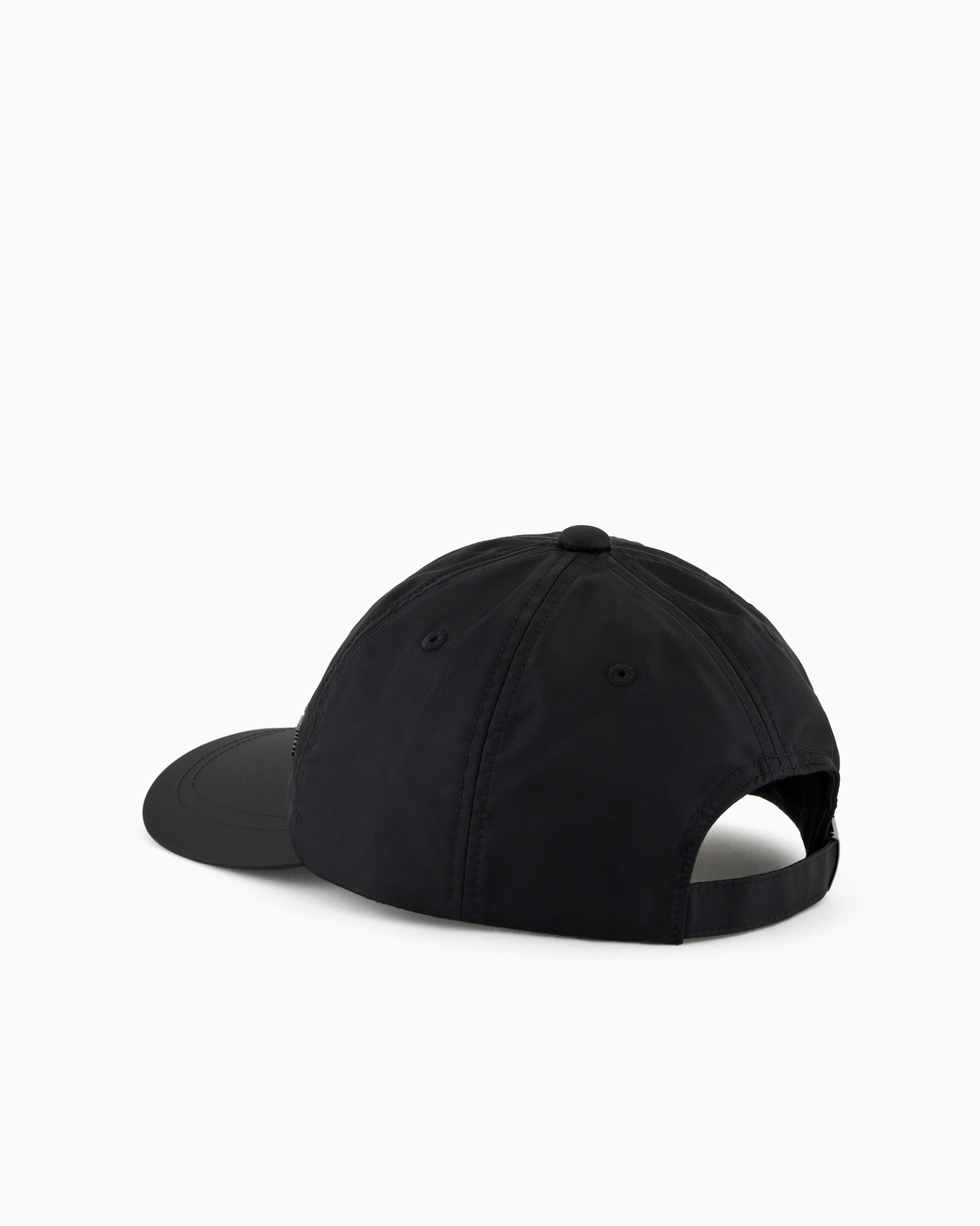Emporio Armani Official Store Nylon Baseball Cap With Eagle Plate In Black