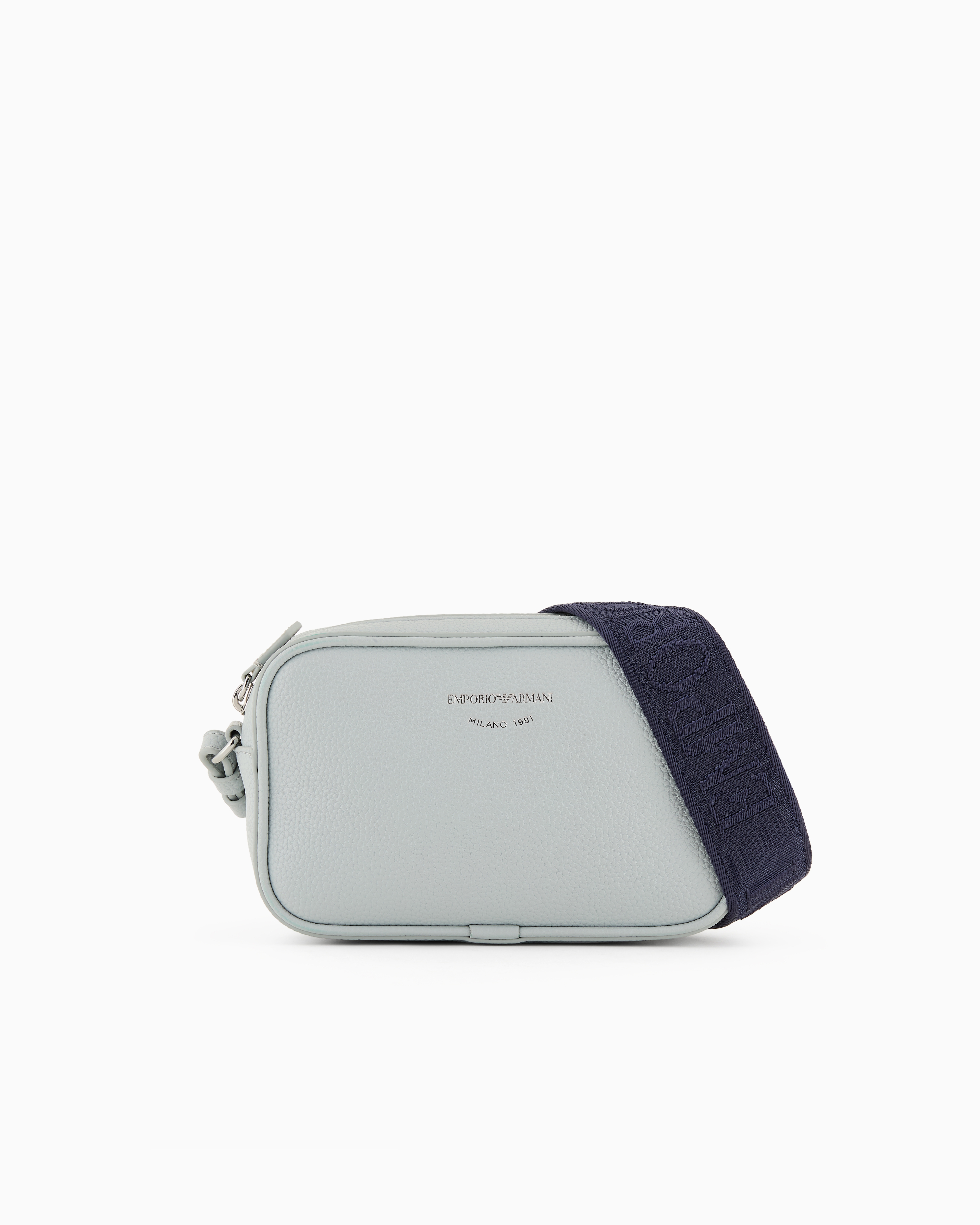 Emporio Armani Official Store Deer-print Camera Case With Shoulder Strap In Light Gray