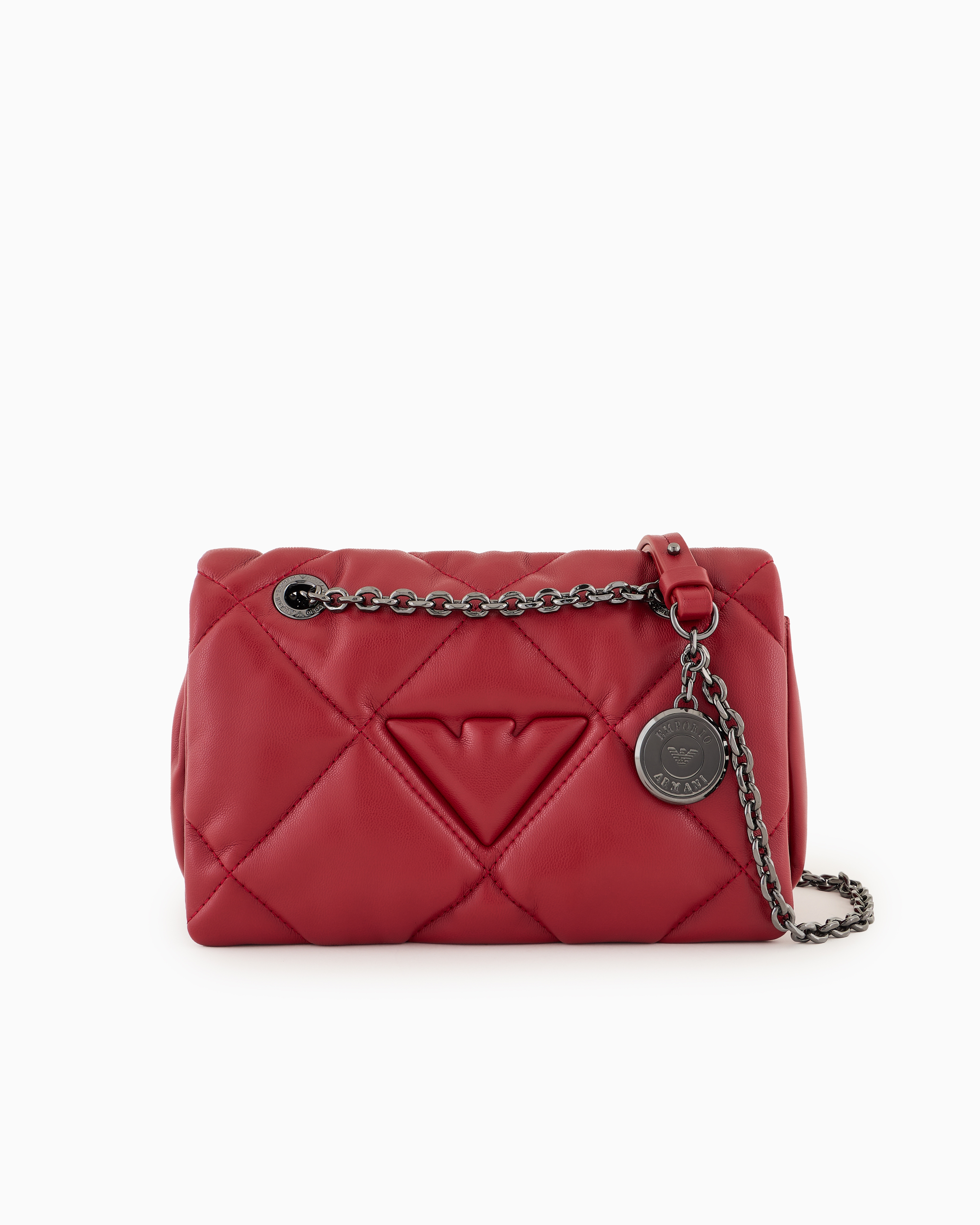 Emporio Armani Official Store Quilted Nappa Leather-effect Shopper Bag With Flap In Red