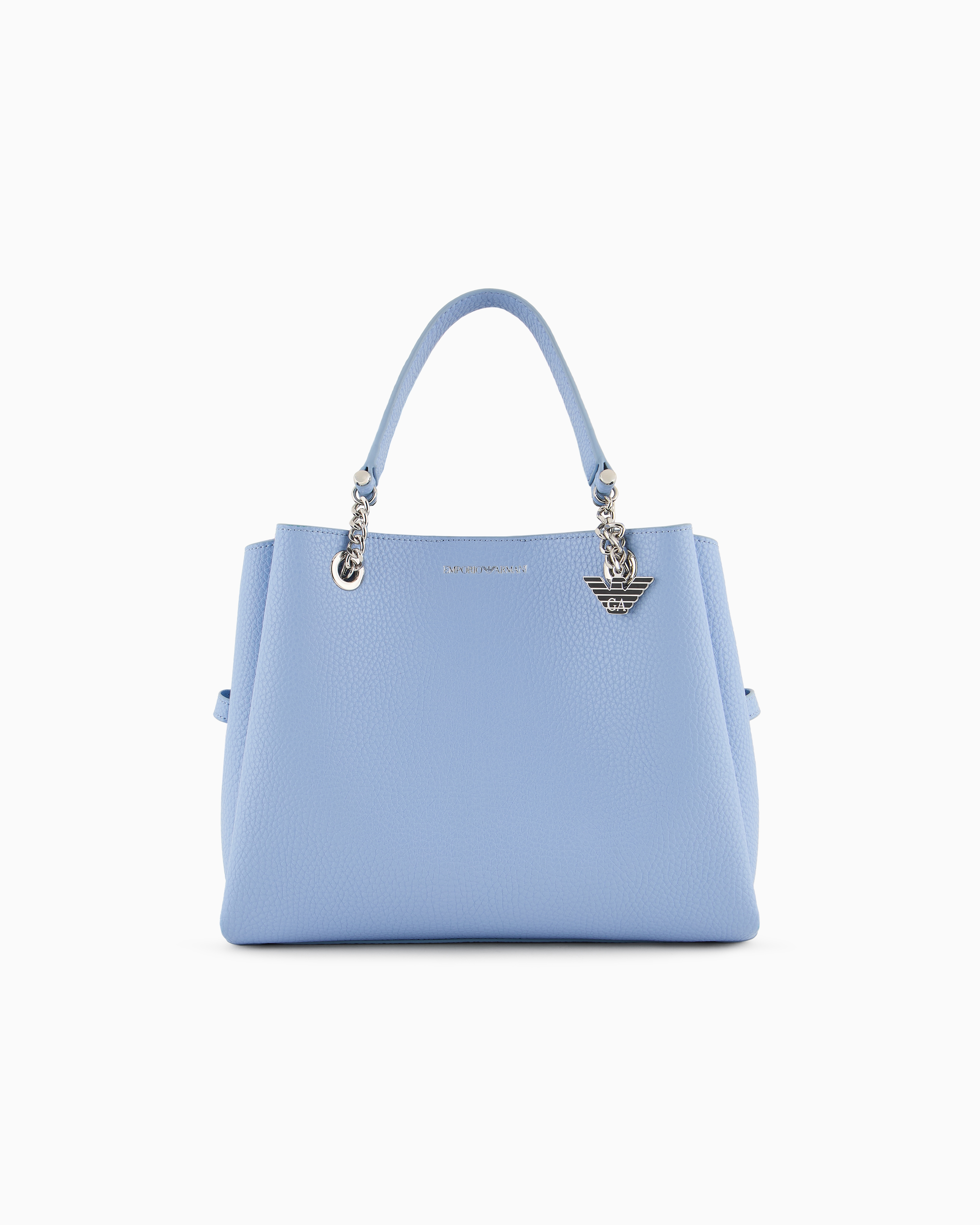 Emporio Armani Official Store Palmellato Leather-effect Handbag With Eagle Charm In Medium Blue