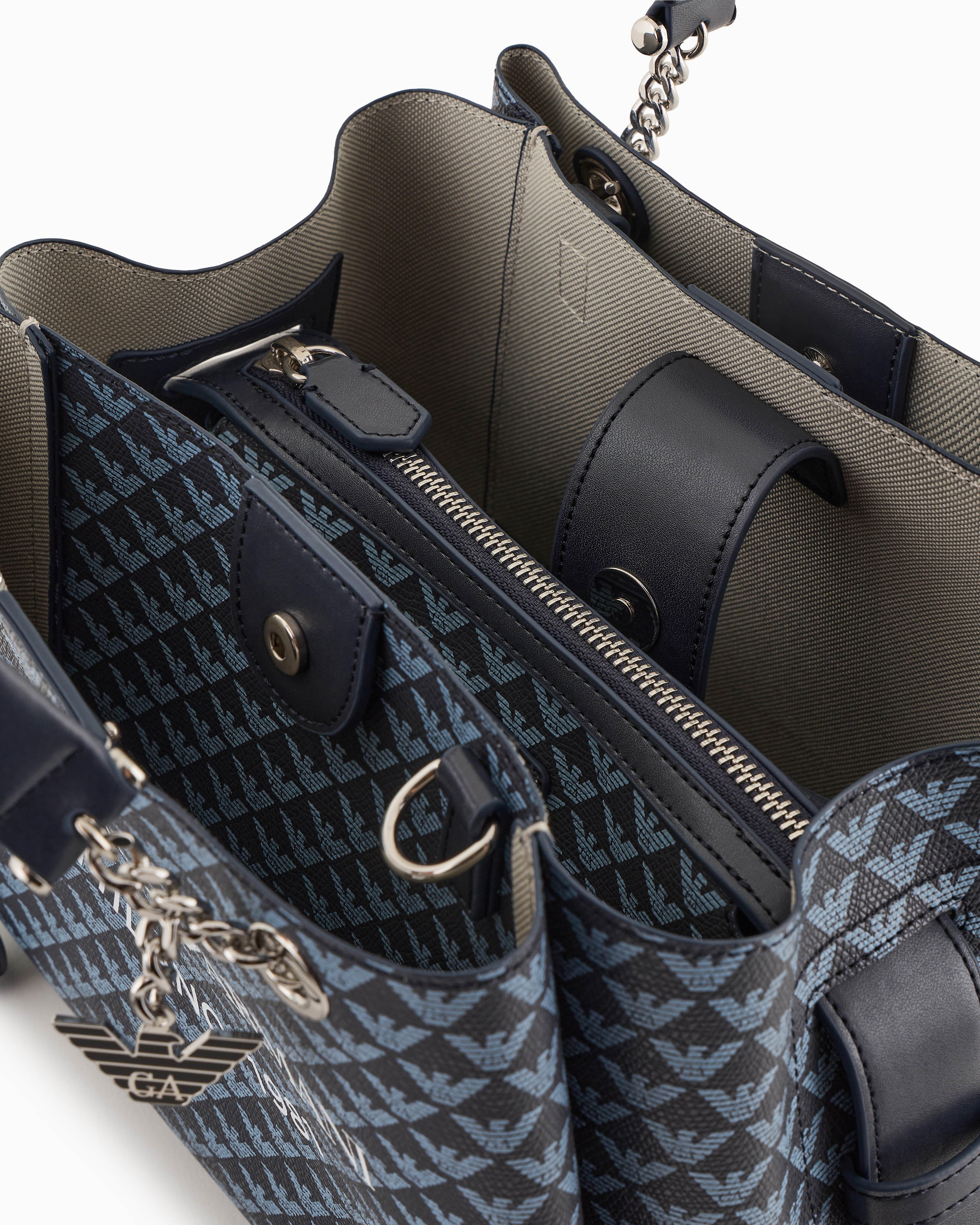 All-over eagle handbag with Milano 1981 logo print | Emporio