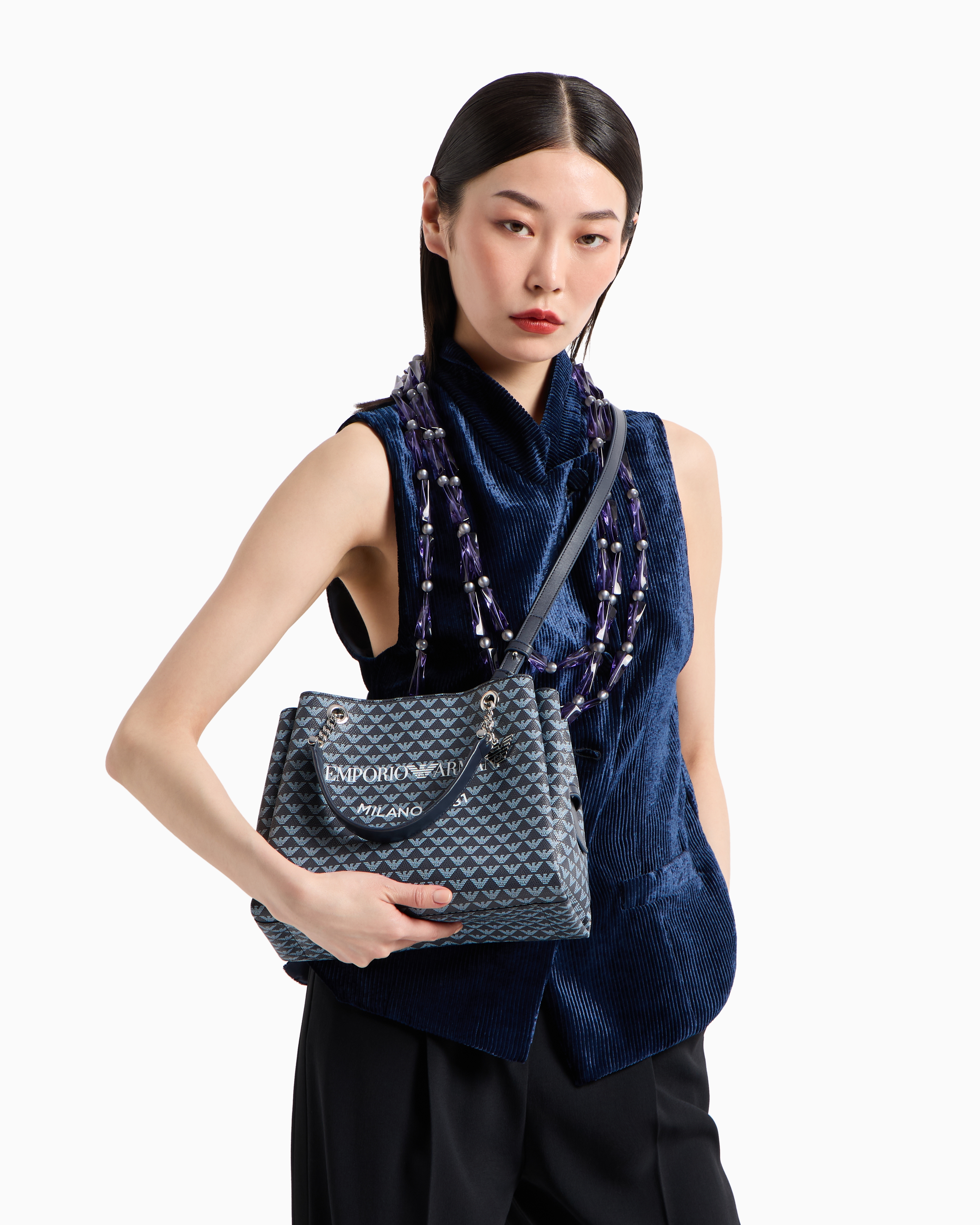 All-over eagle handbag with Milano 1981 logo print | Emporio