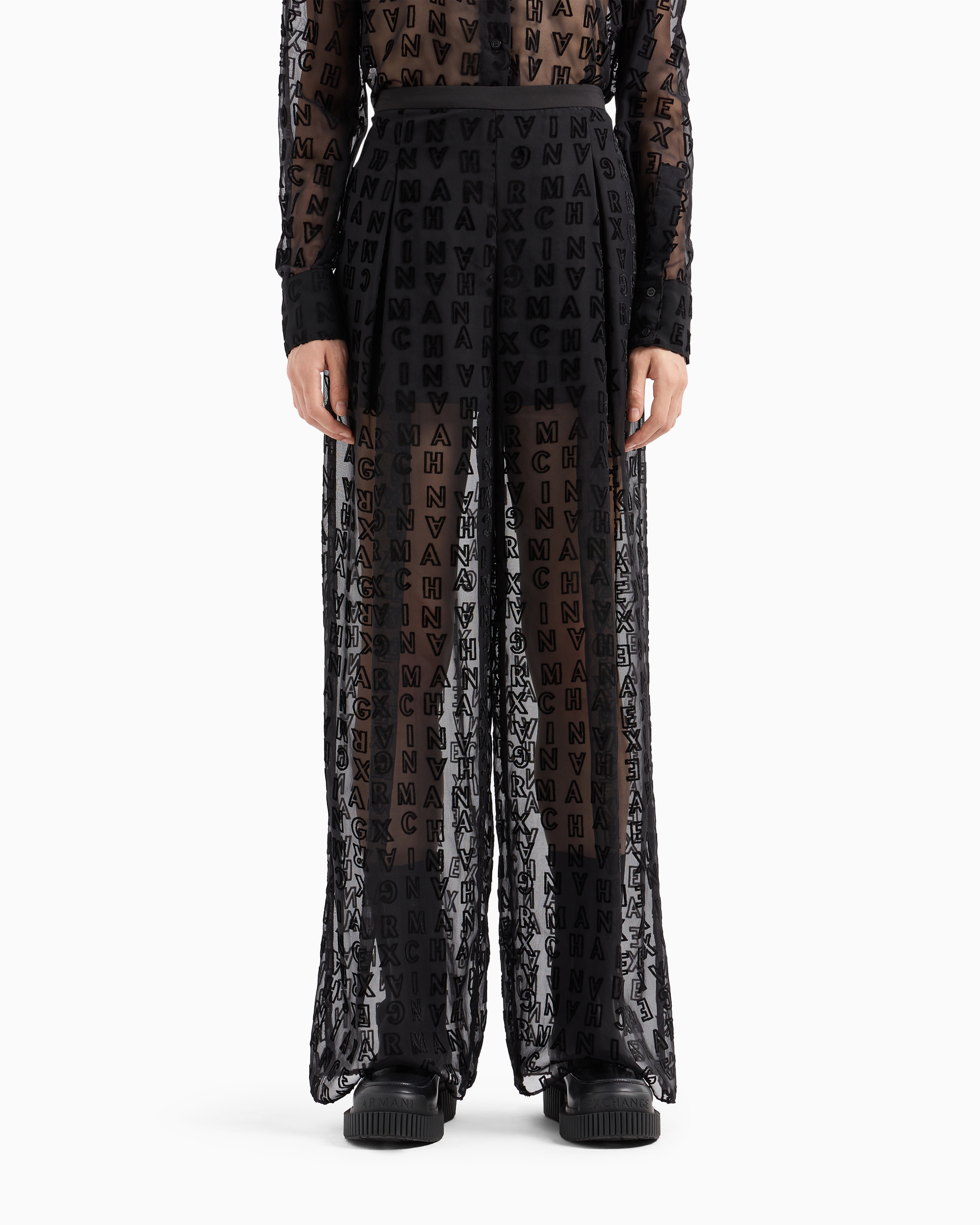 パンツ EMPORIO ARMANI Women Straight Pants 3D2P6E 1JHSZ 0999 Black Wool Wide Leg Pants by Emporio Armani | Rent the Runway