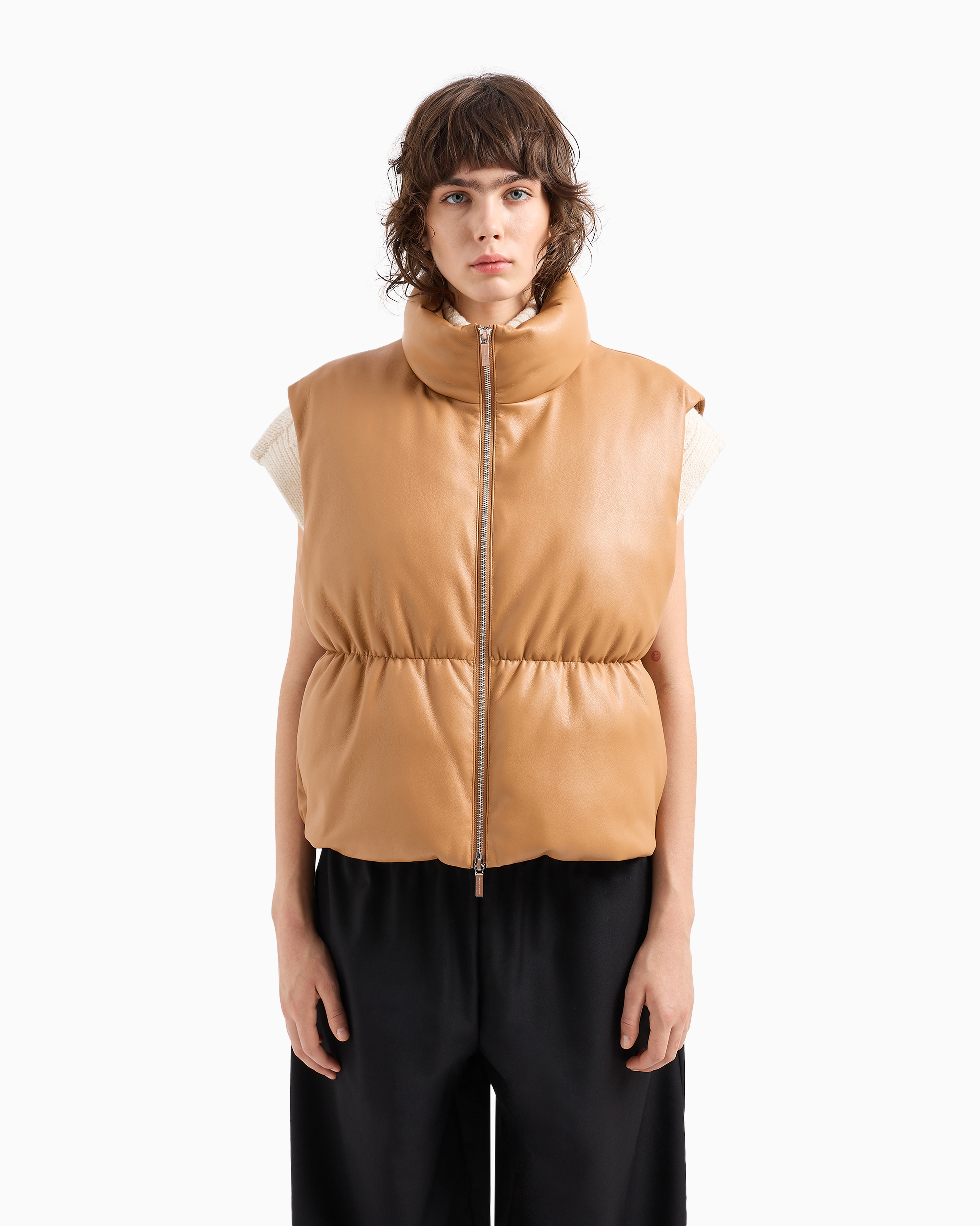 Shop Armani Exchange Asv Padded Vest In Camel