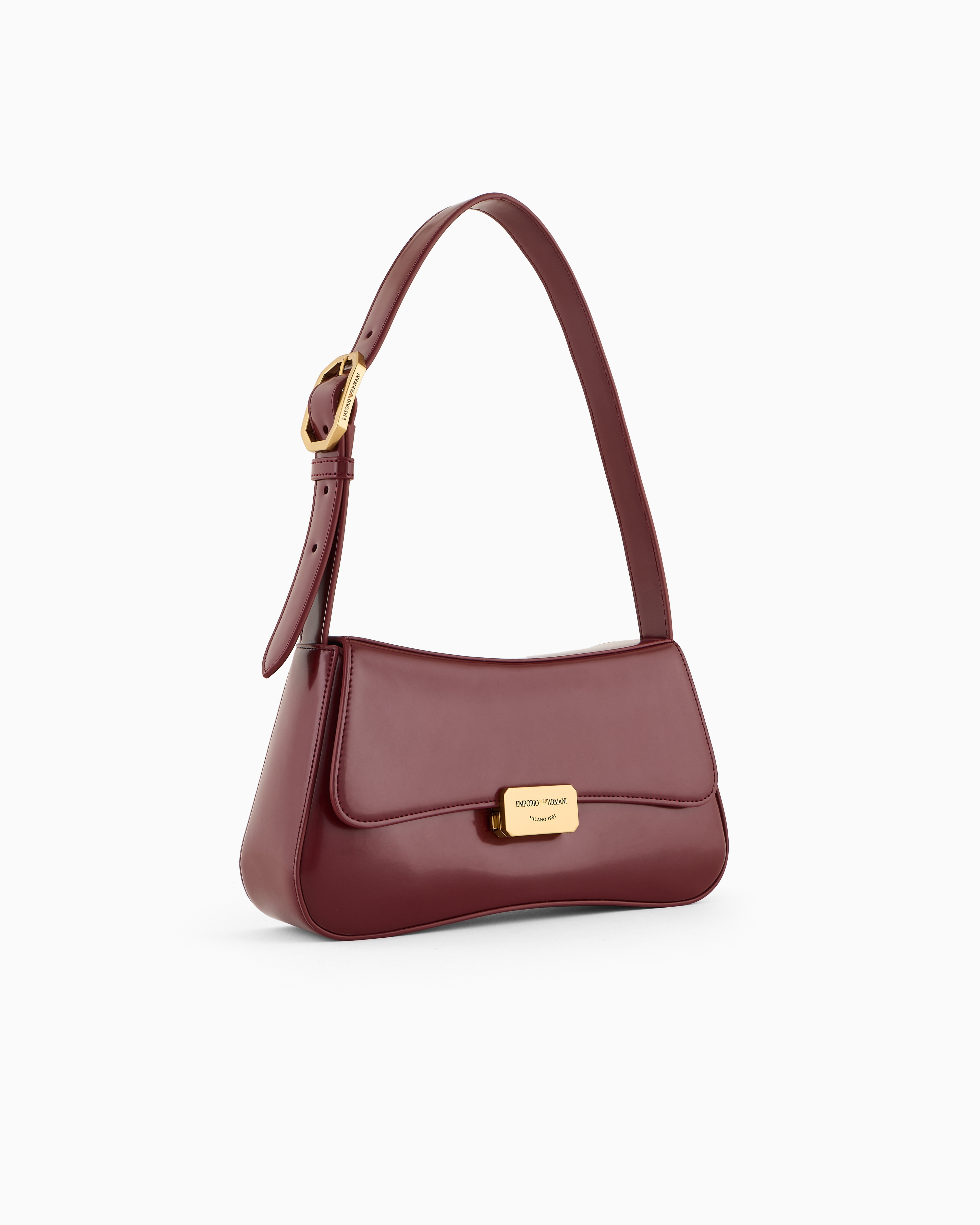 Shop Emporio Armani Brushed-finish Baguette Shoulder Bag In Rouge