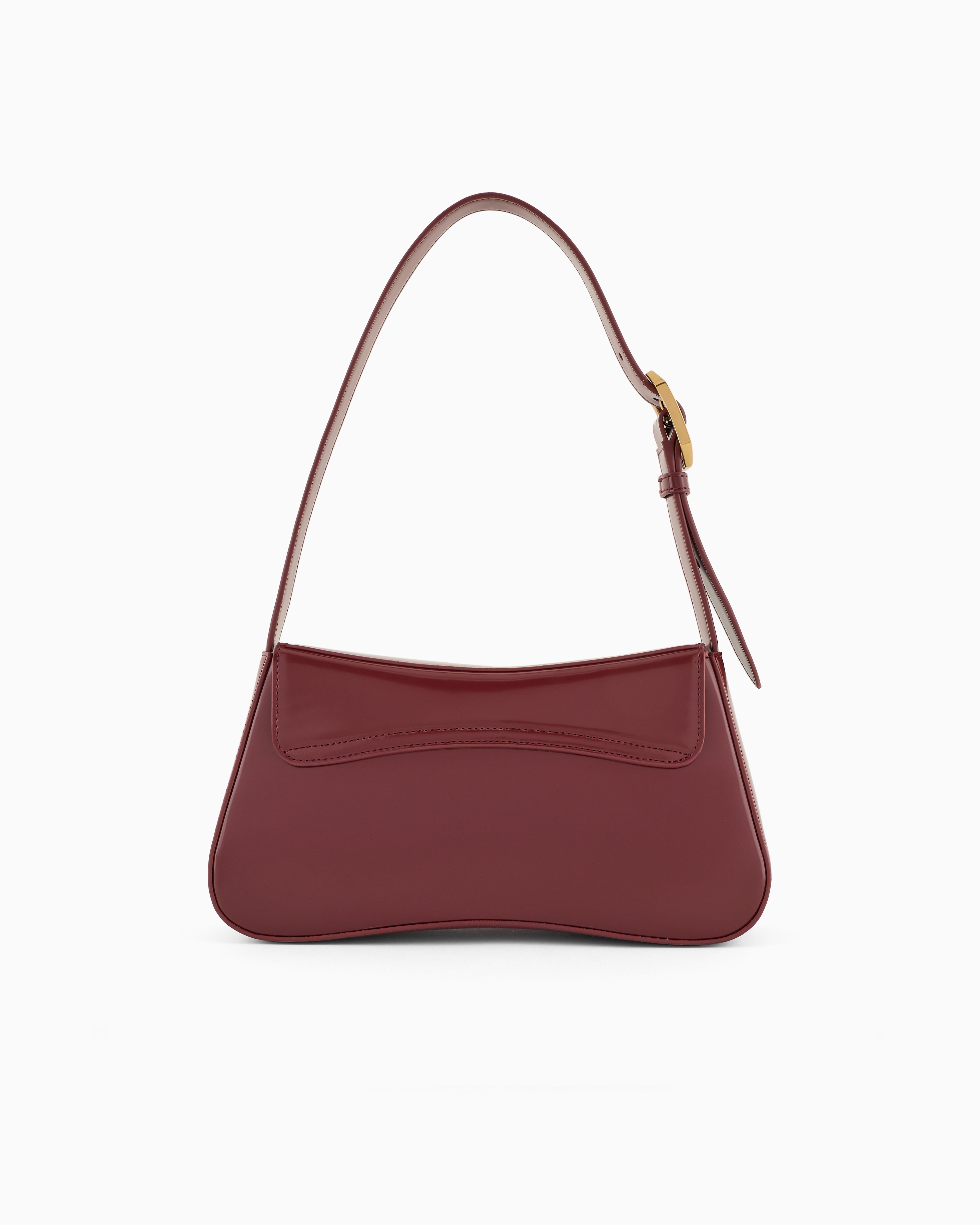 Shop Emporio Armani Brushed-finish Baguette Shoulder Bag In Rouge