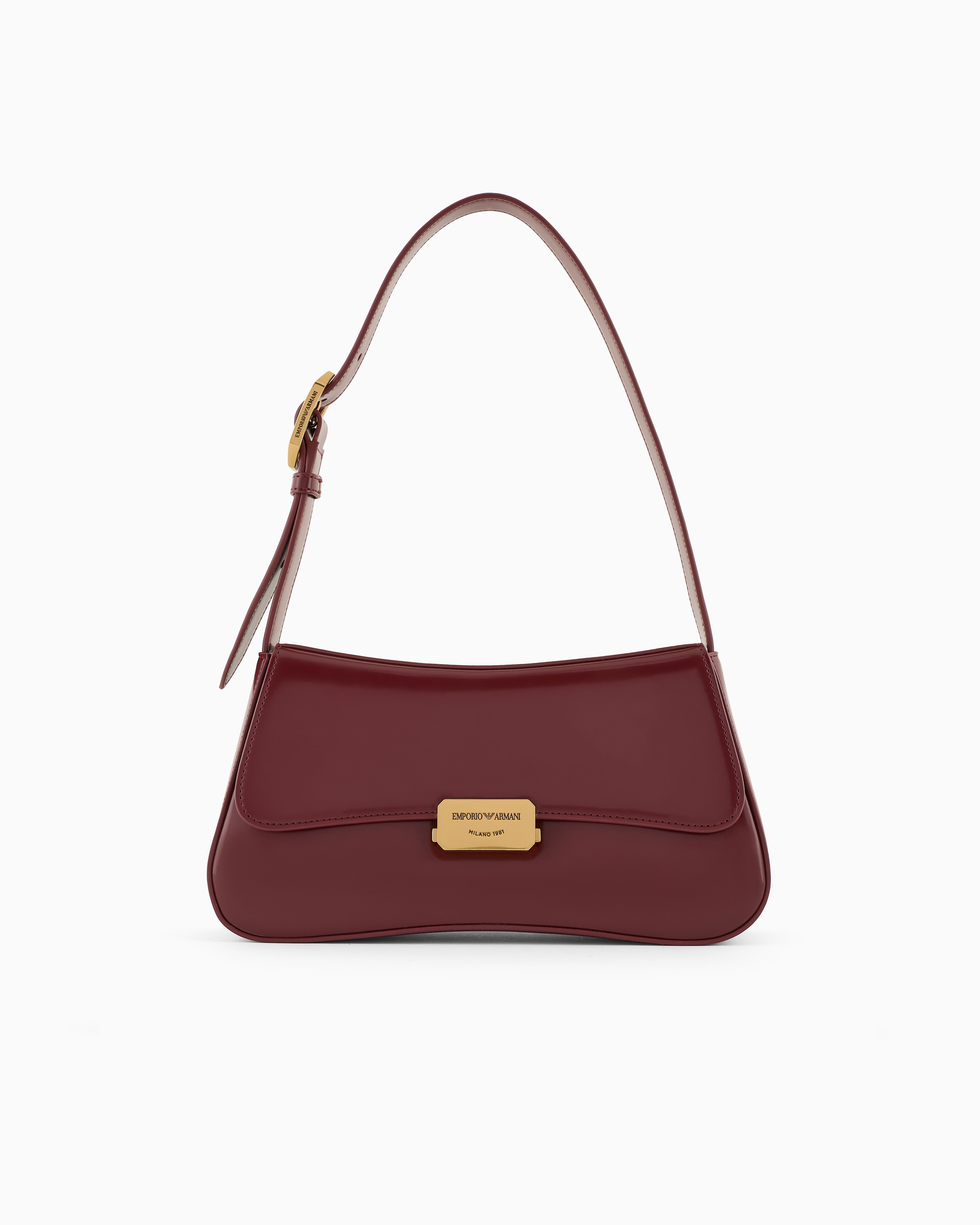 Emporio Armani Official Store Brushed-finish Baguette Shoulder Bag In Rouge