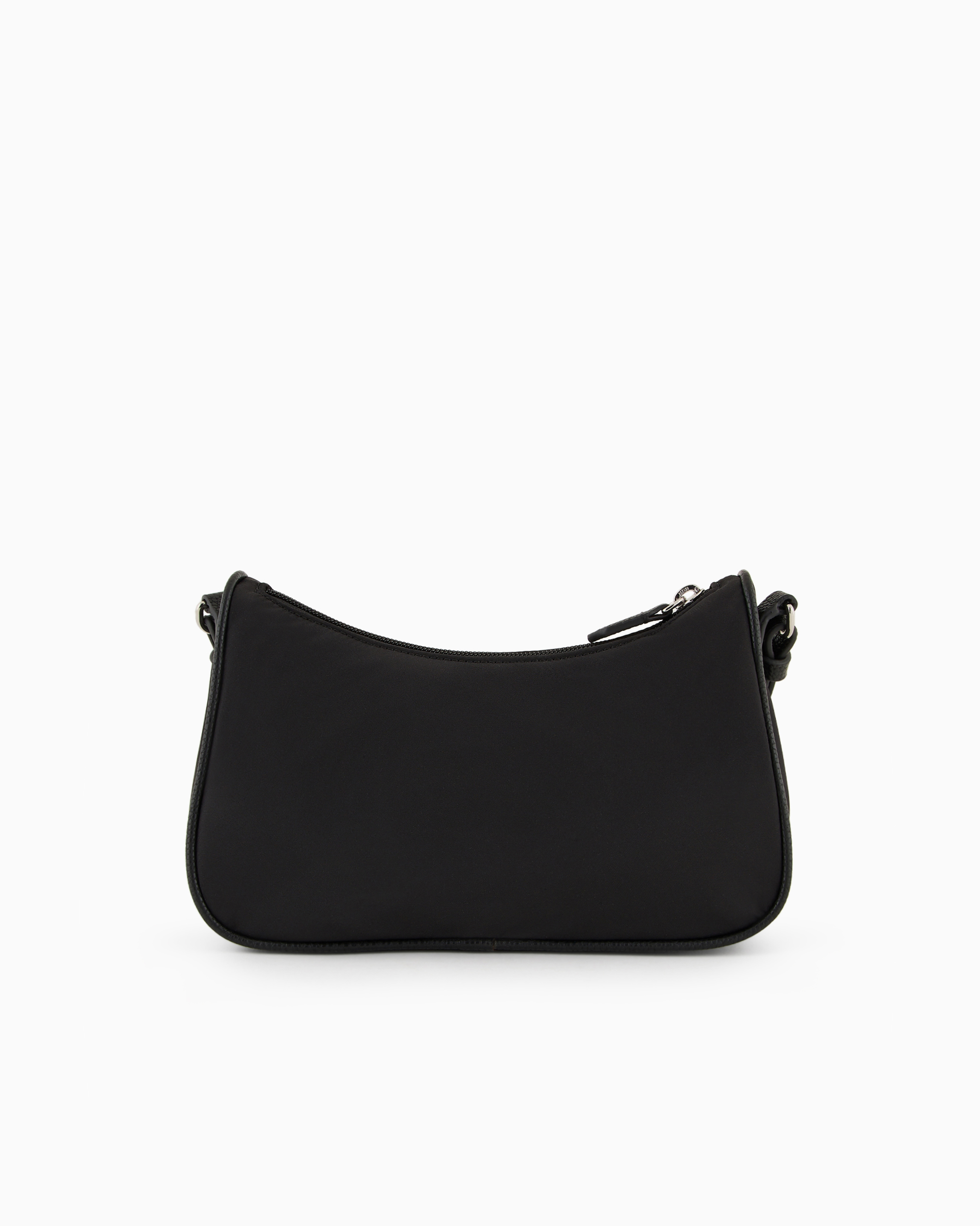 Emporio Armani Official Store Asv Recycled Nylon Baguette Bag With Eagle Plaque In Black Logo