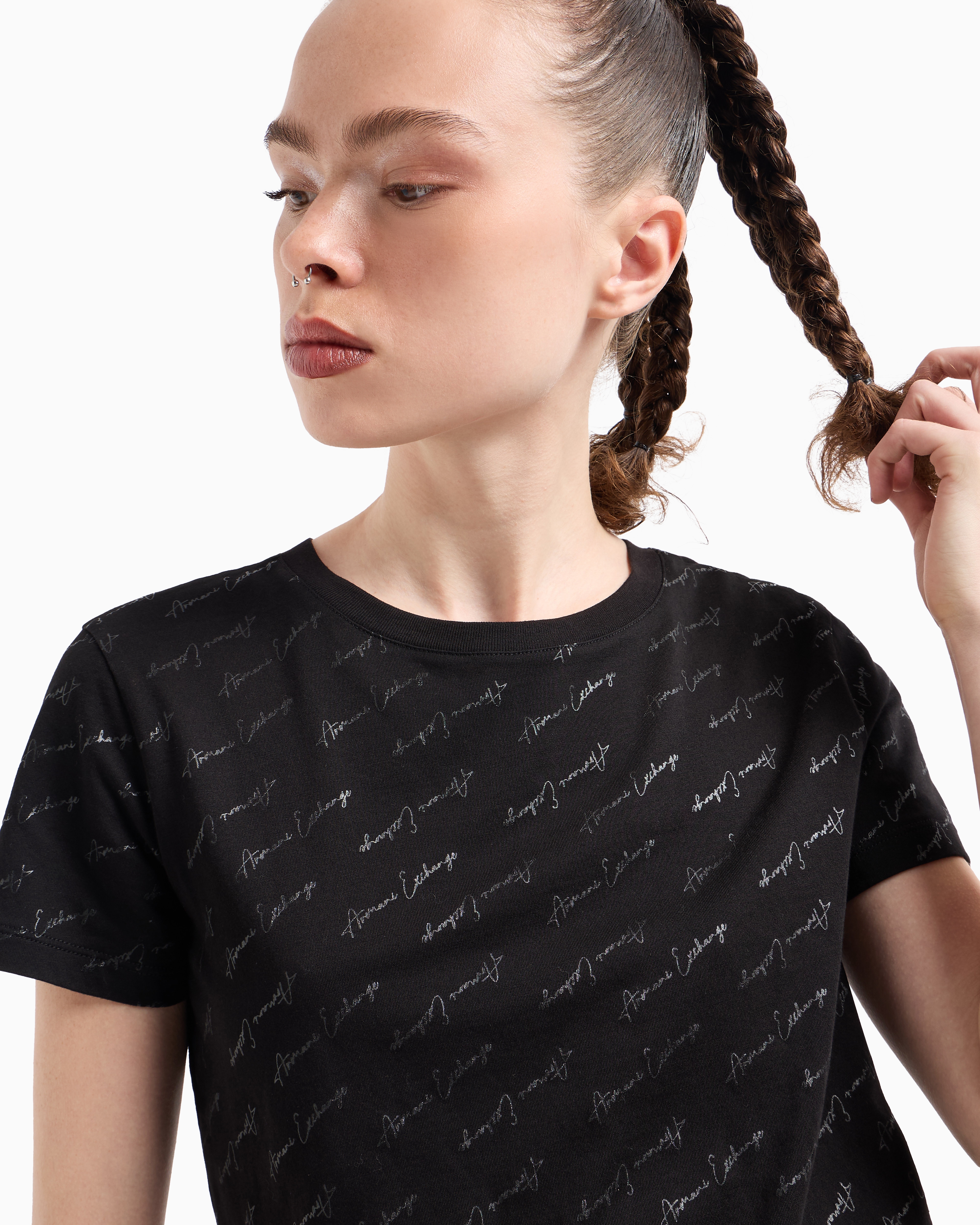 ARMANI EXCHANGE REGULAR FIT JERSEY T-SHIRT WITH ALLOVER ASV LOGO