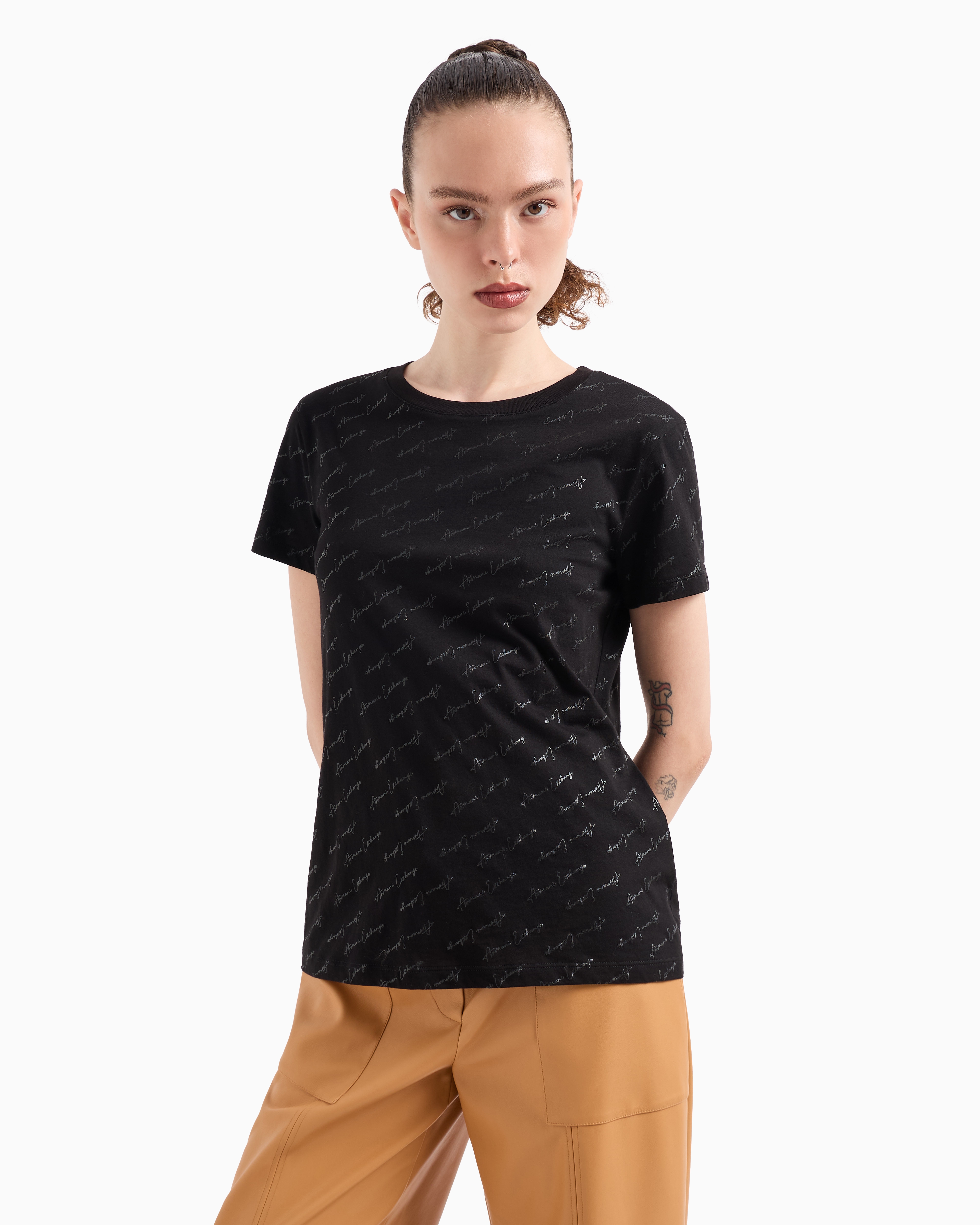 ARMANI EXCHANGE REGULAR FIT JERSEY T-SHIRT WITH ALLOVER ASV LOGO
