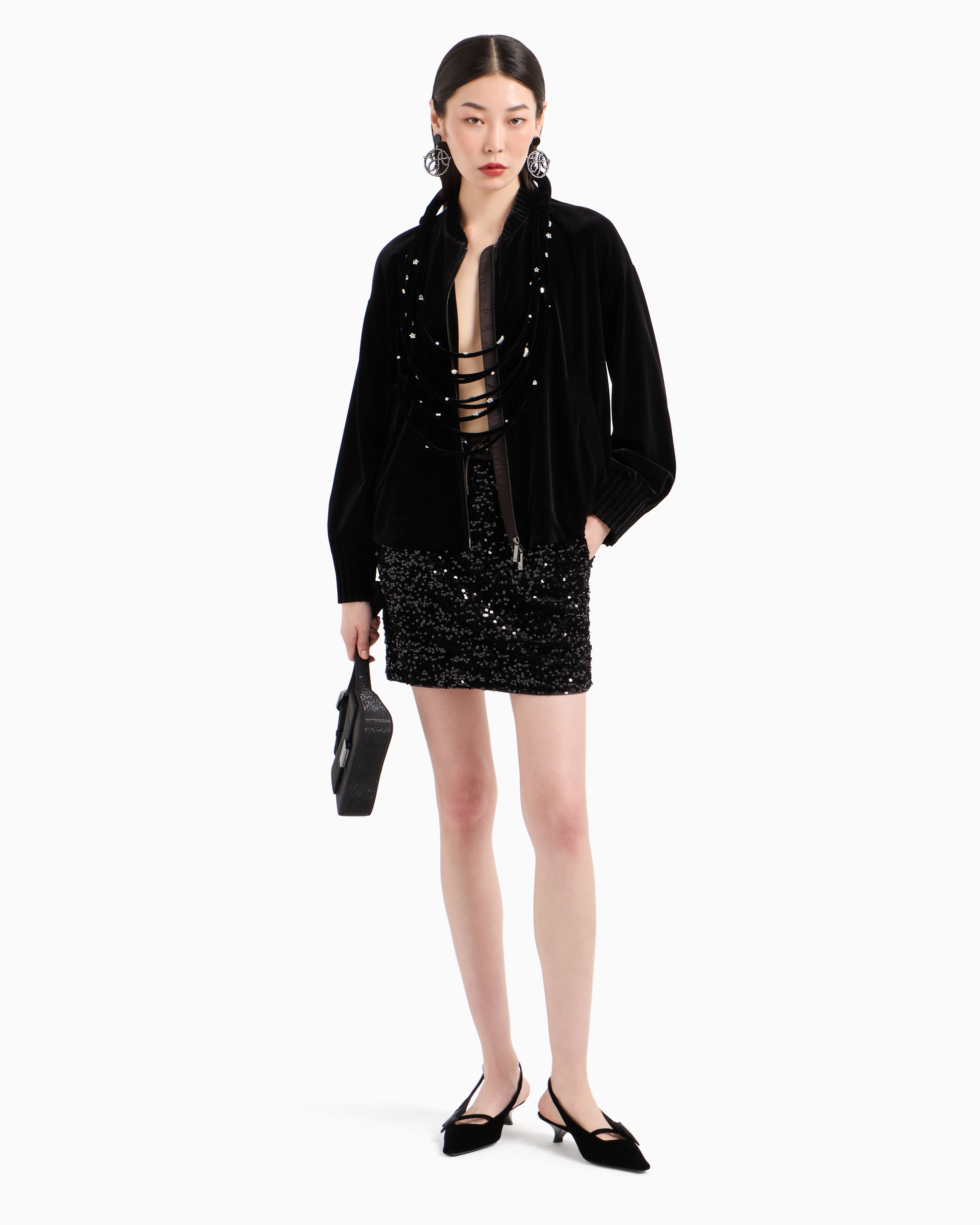 Shop Emporio Armani Chenille Blouson With Ribs In Black