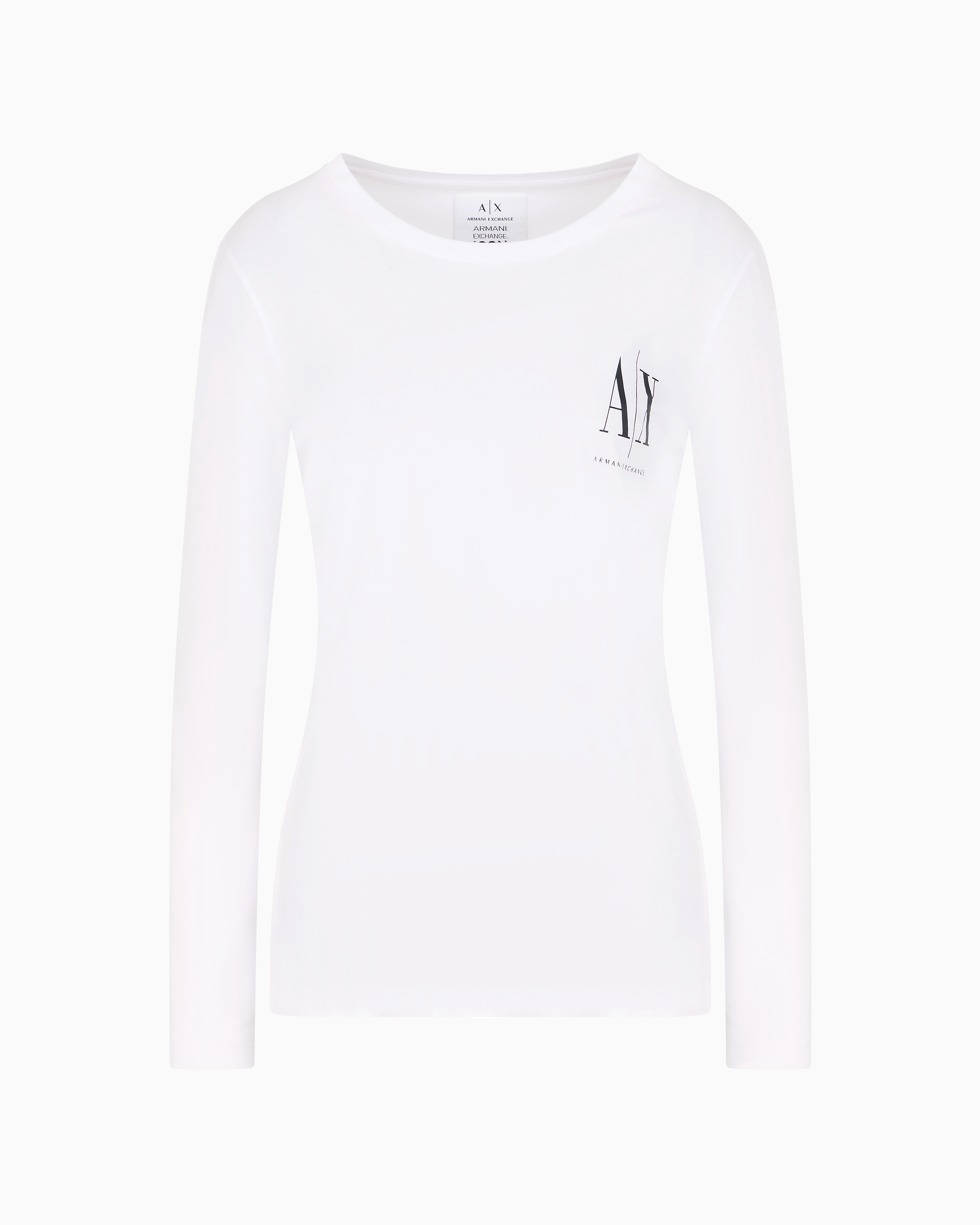 Shop Armani Exchange Icon Project Long-sleeved Regular-fit T-shirt In White