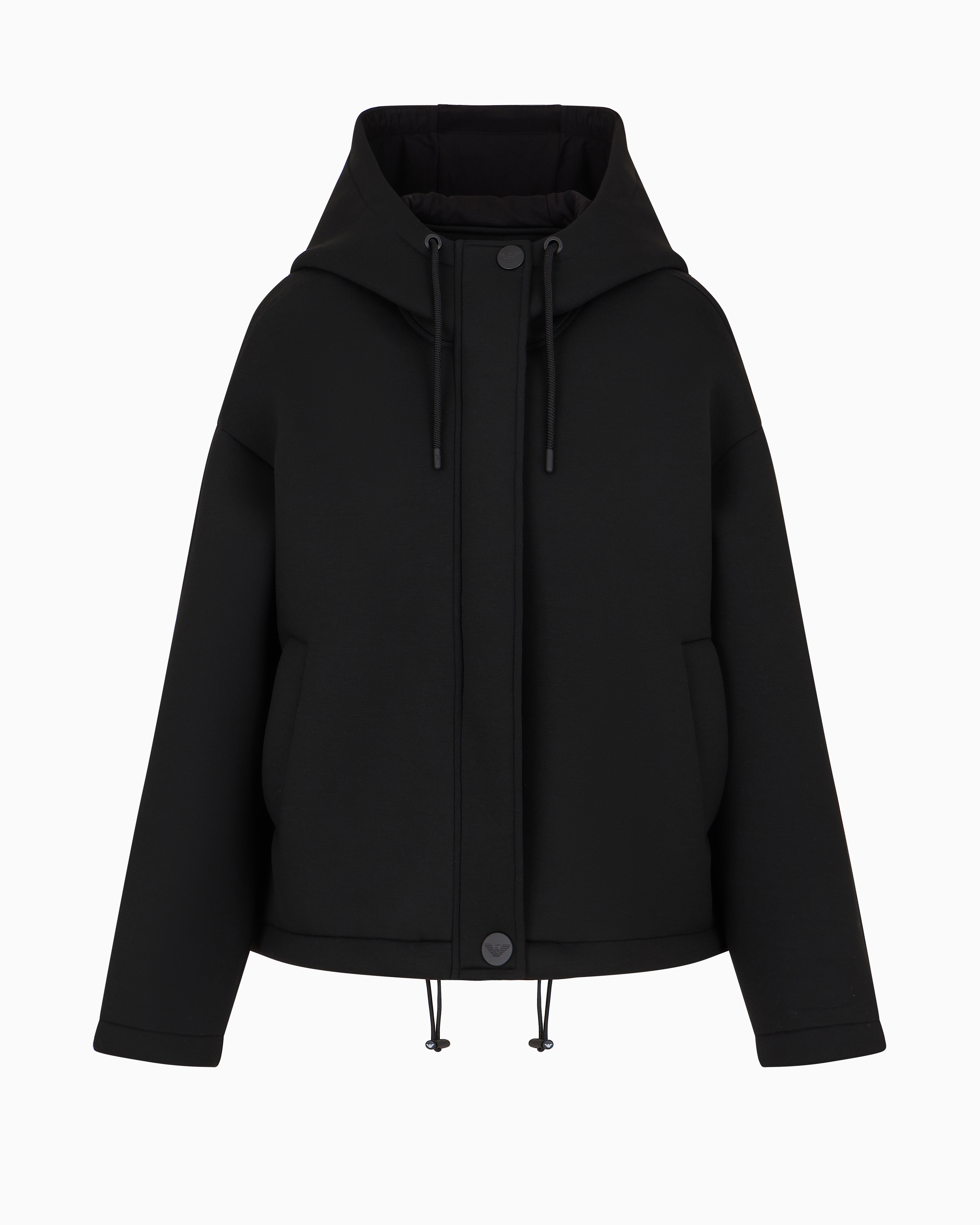 Emporio Armani Official Store Oversized Hooded Sweatshirt In Scuba Fabric In Black