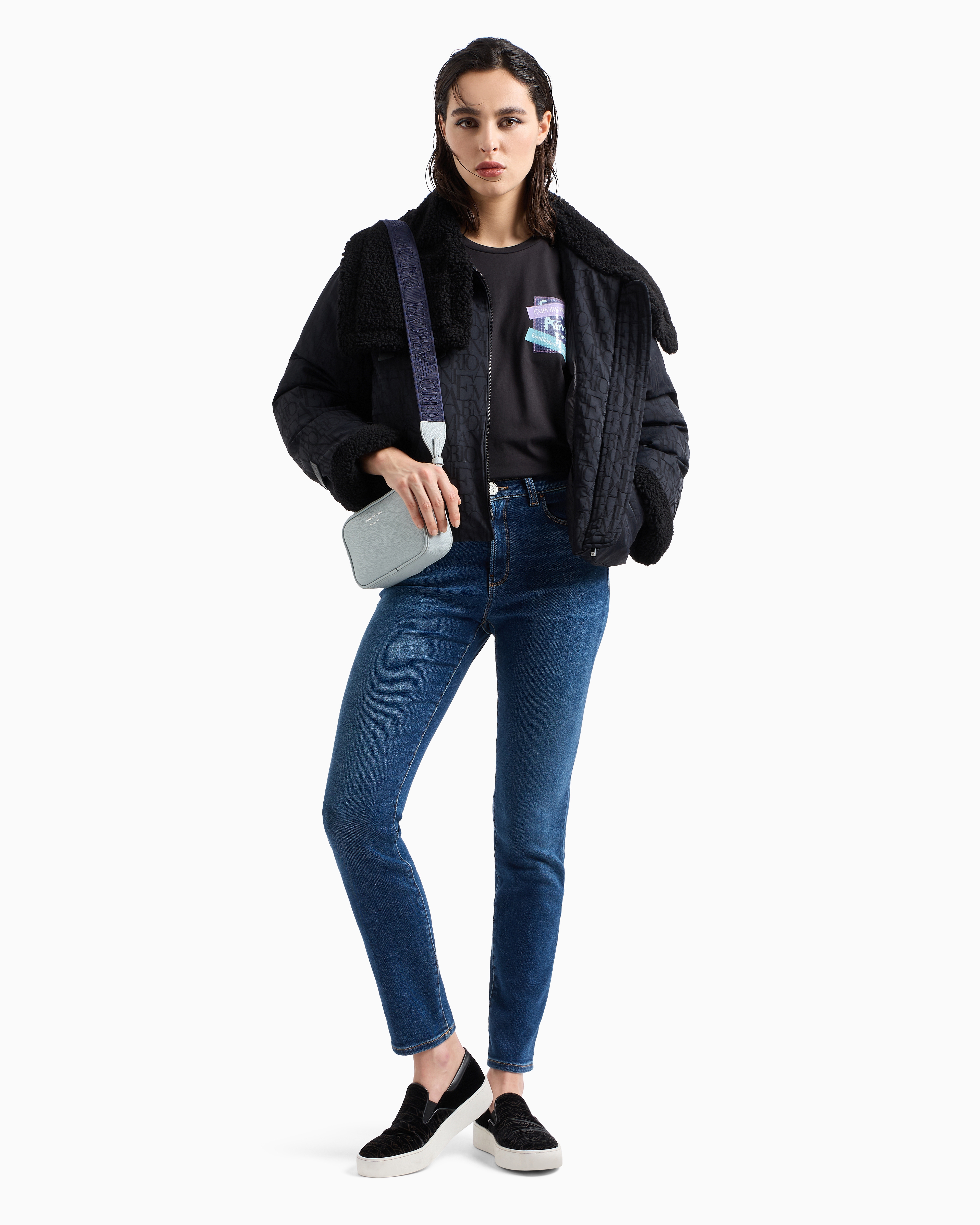 Emporio Armani Official Store Asv J20 High-waisted Super-skinny Leg Jeans In A Worn-look Organic Stretch Denim In Mittelblau