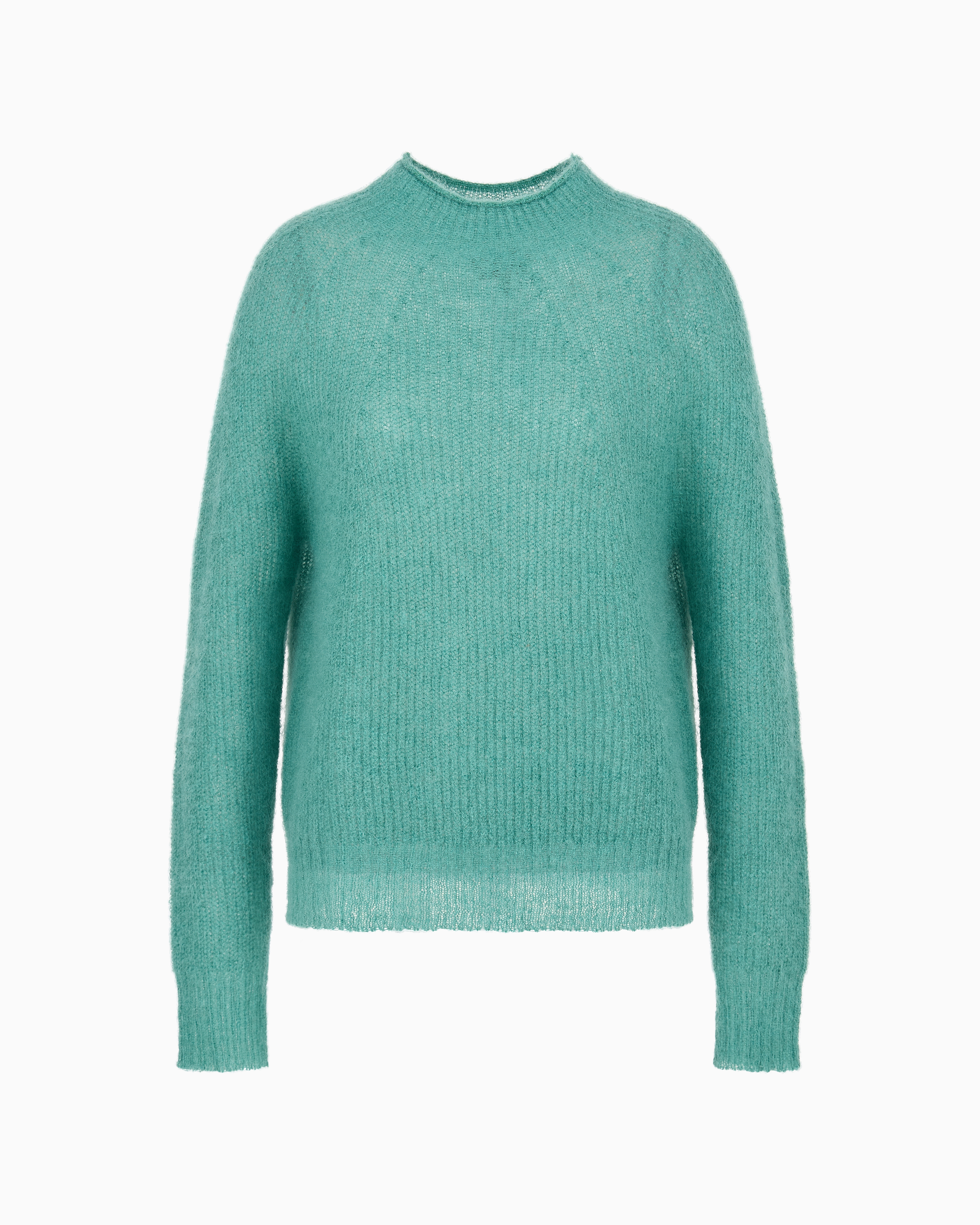 Emporio Armani Fisherman's-rib Mohair-wool Blend Jumper In Green