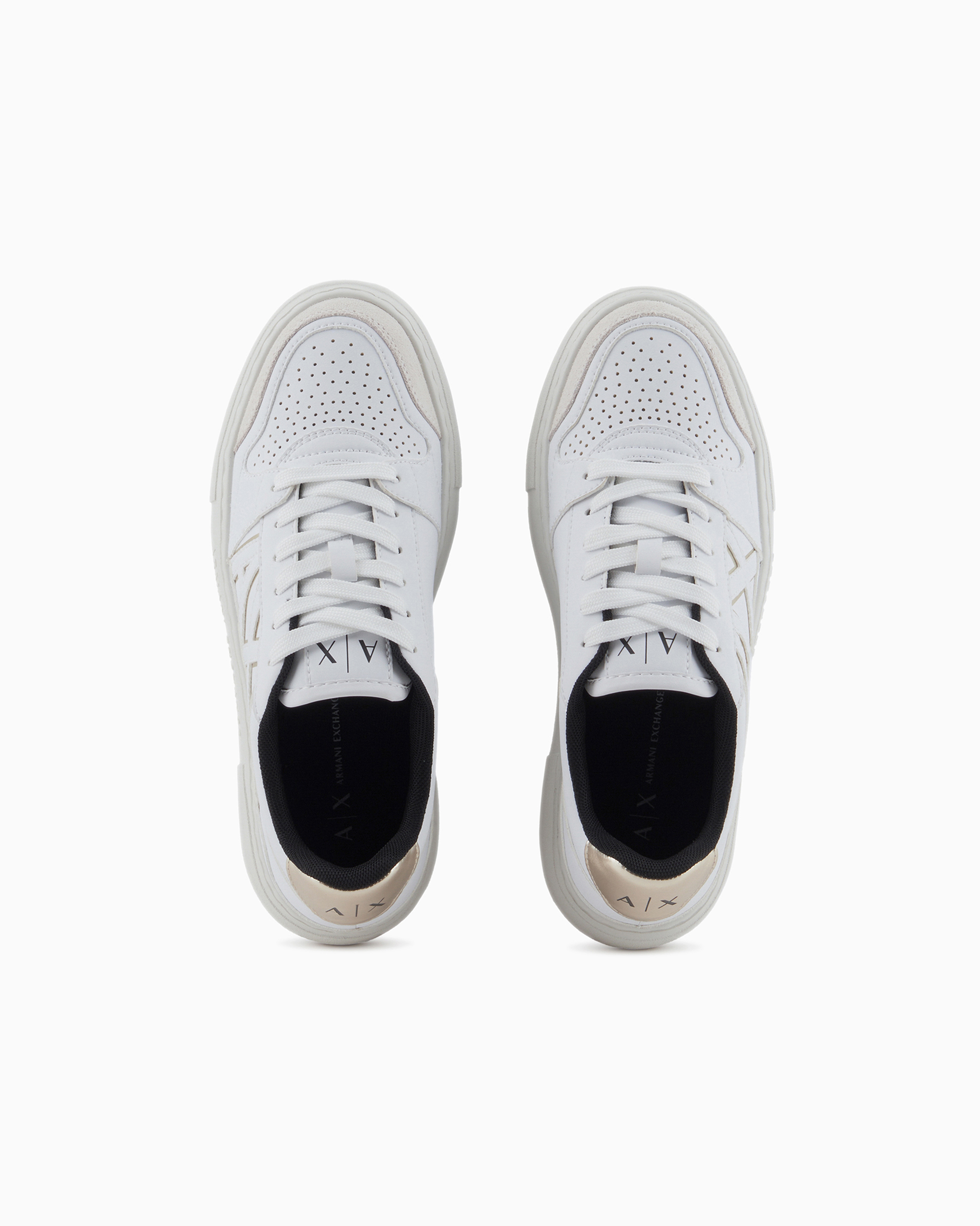 Shop Armani Exchange Sneakers With Logo In Gold